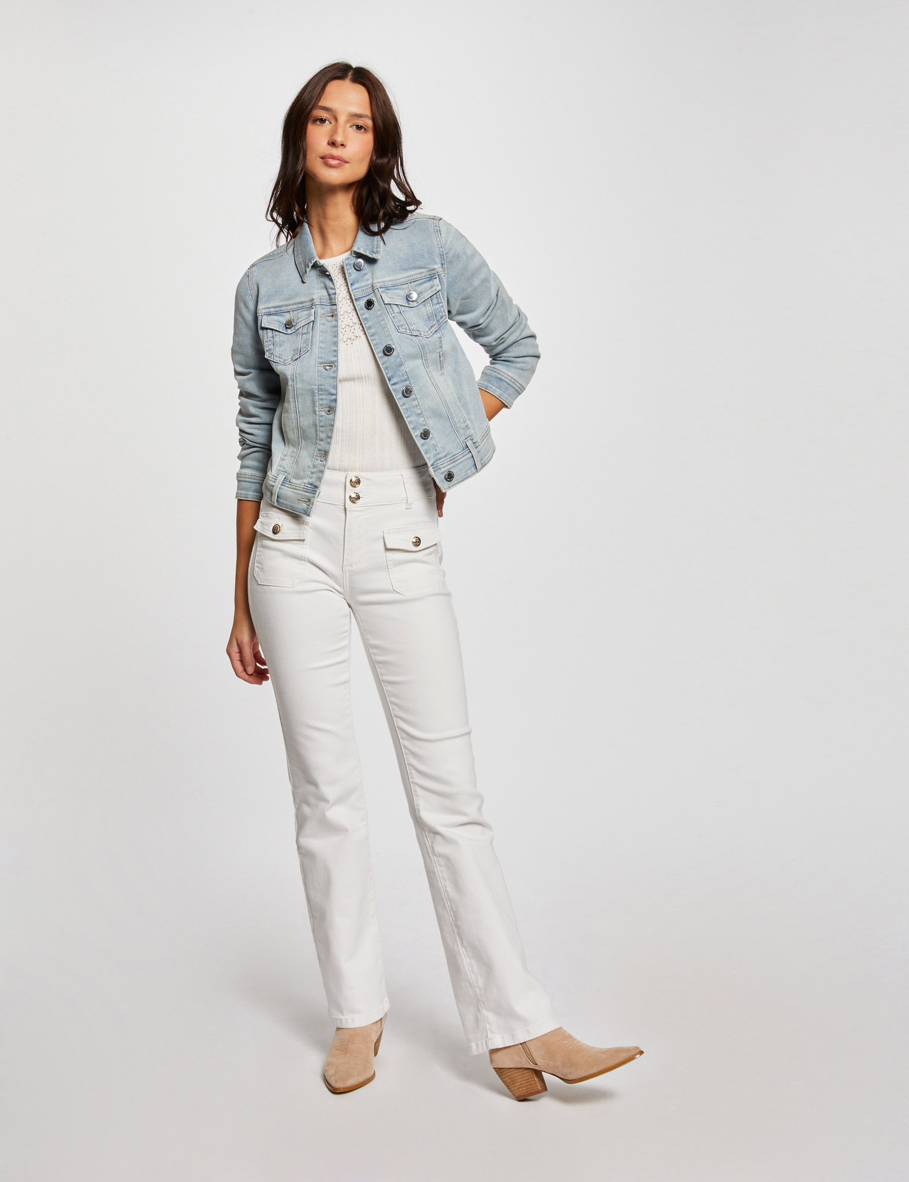 Ladies light on sale denim jacket
