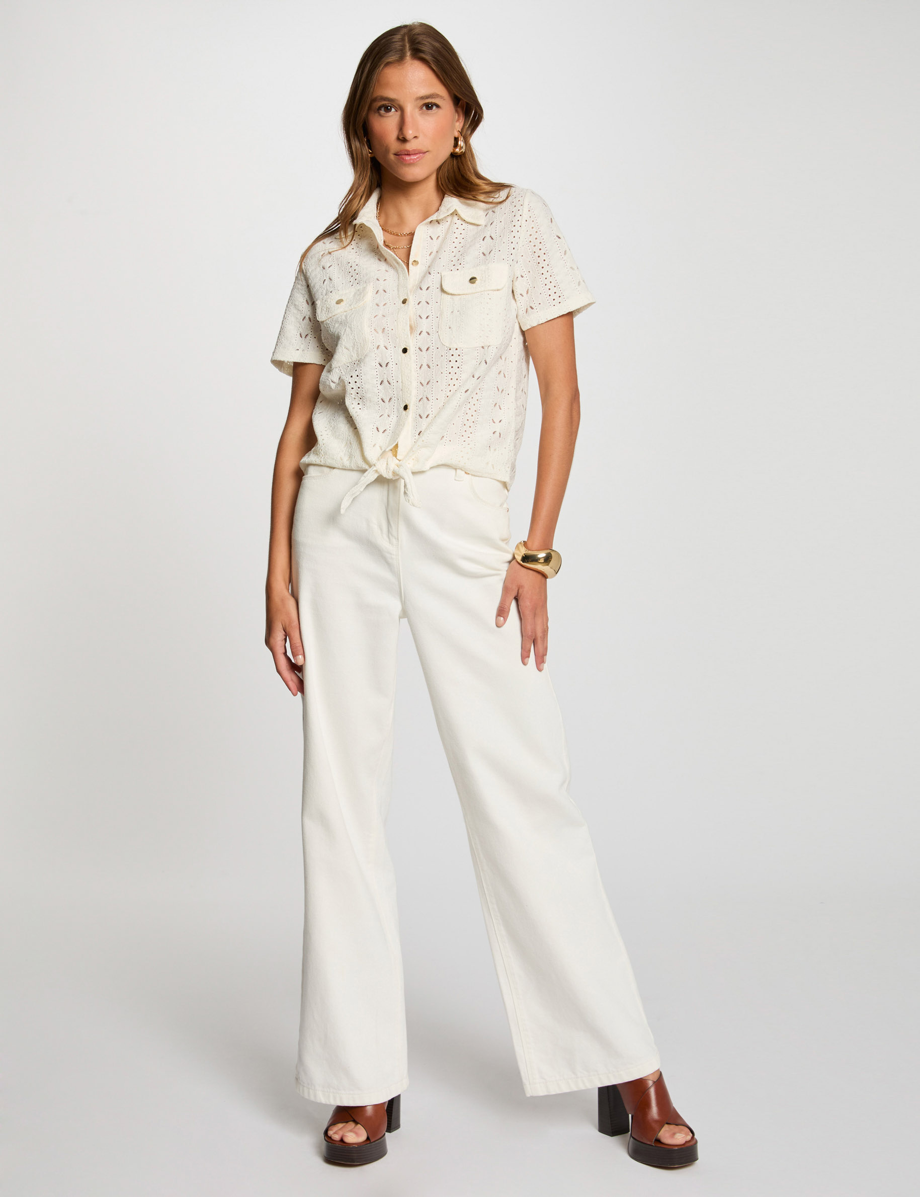 short sleeved shirt ivory women Short-sleeved shirt ivory women