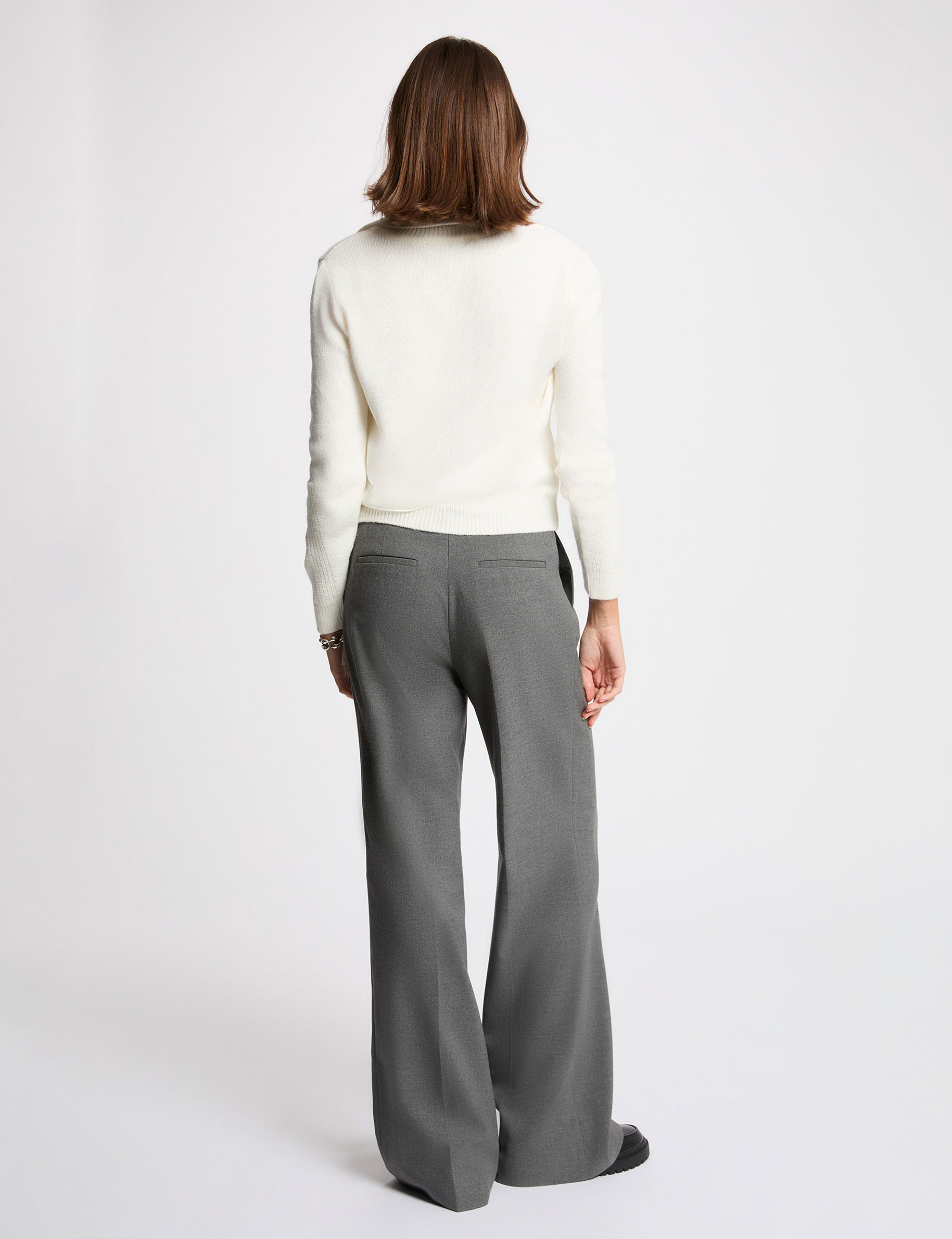 sweater with a turned down collar white women Sweater with a turned-down collar white women