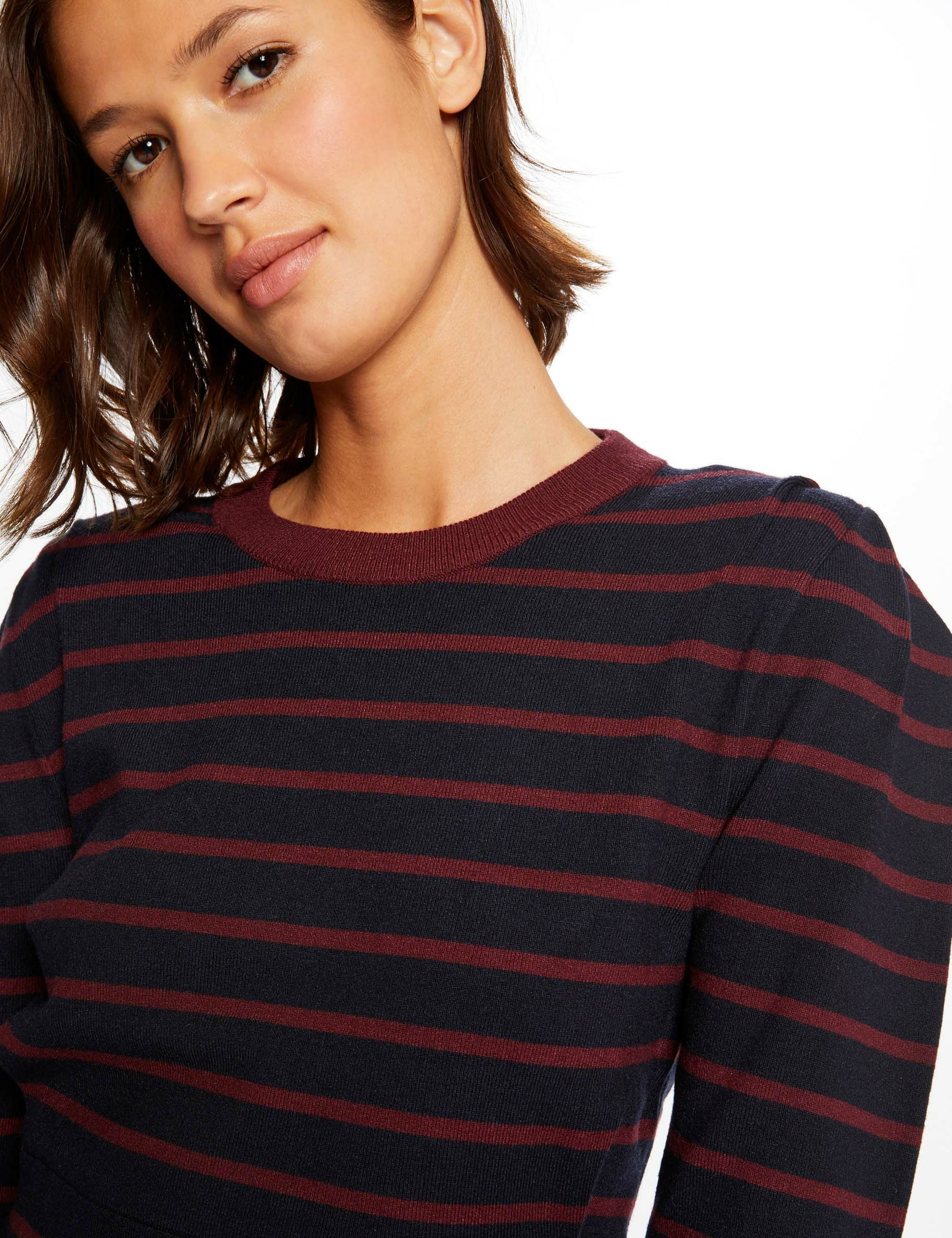 Long-sleeved jumper with stripes navy ladies'