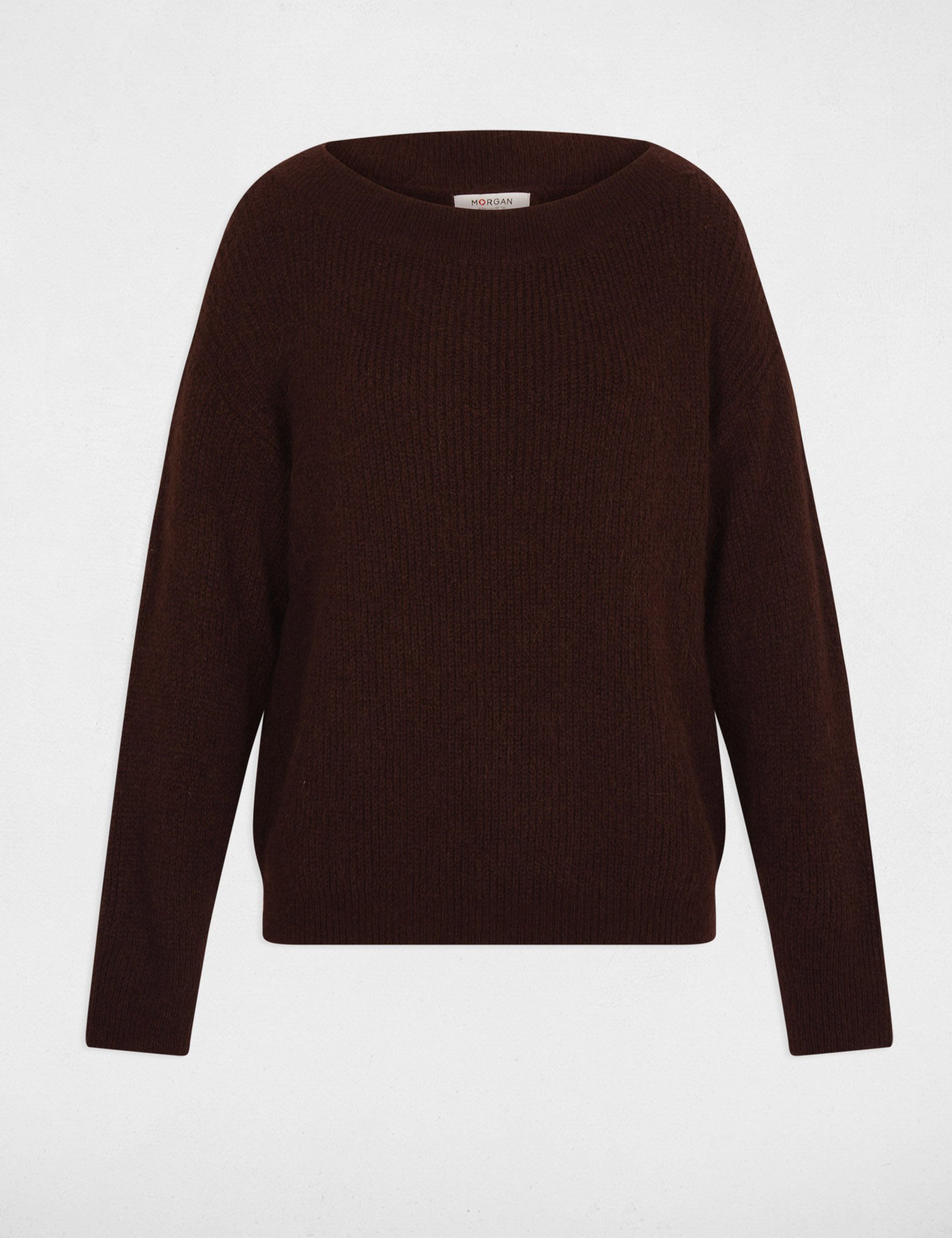Jumper with round neck dark brown women