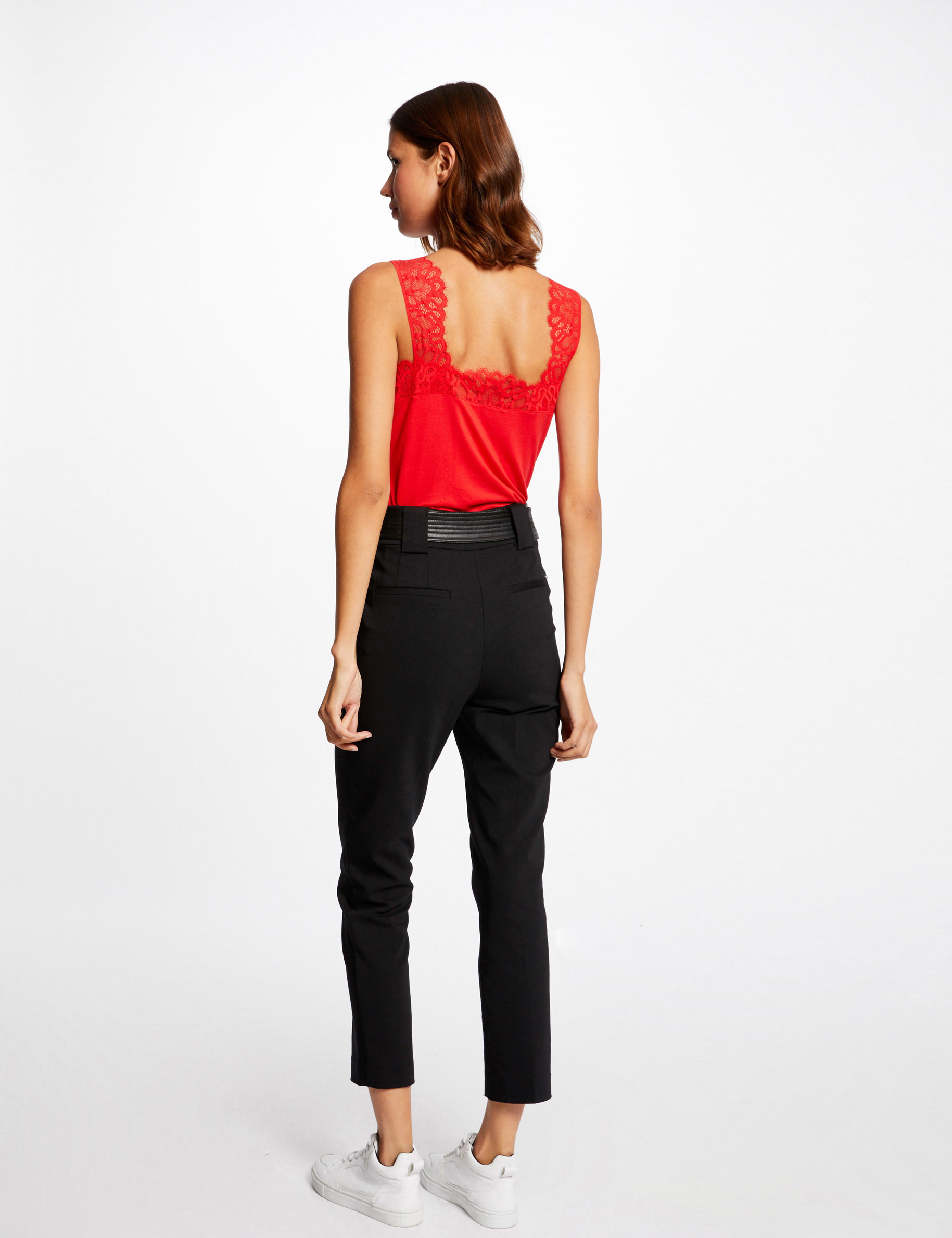 vest top wide straps with lace red ladies Vest top wide straps with lace red ladies'