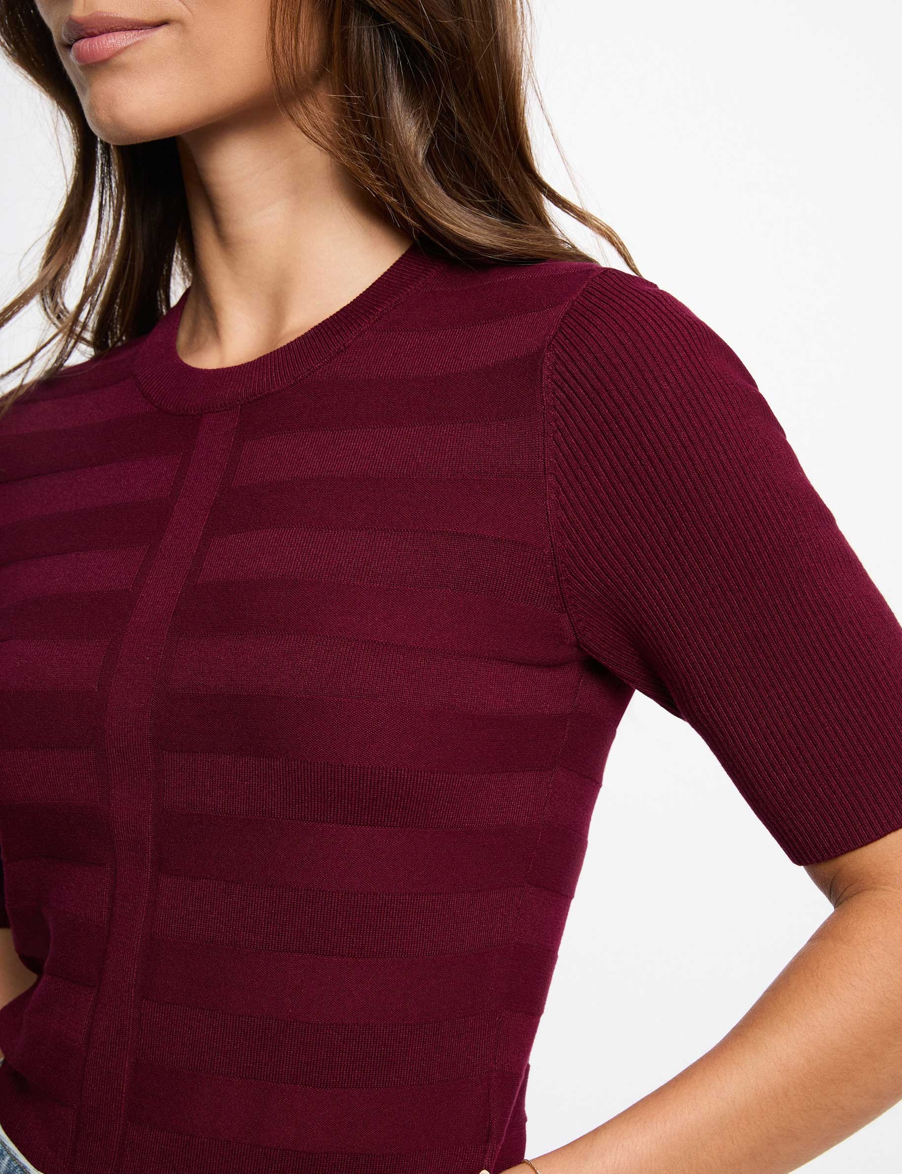 Jumper with short sleeves bordeaux women