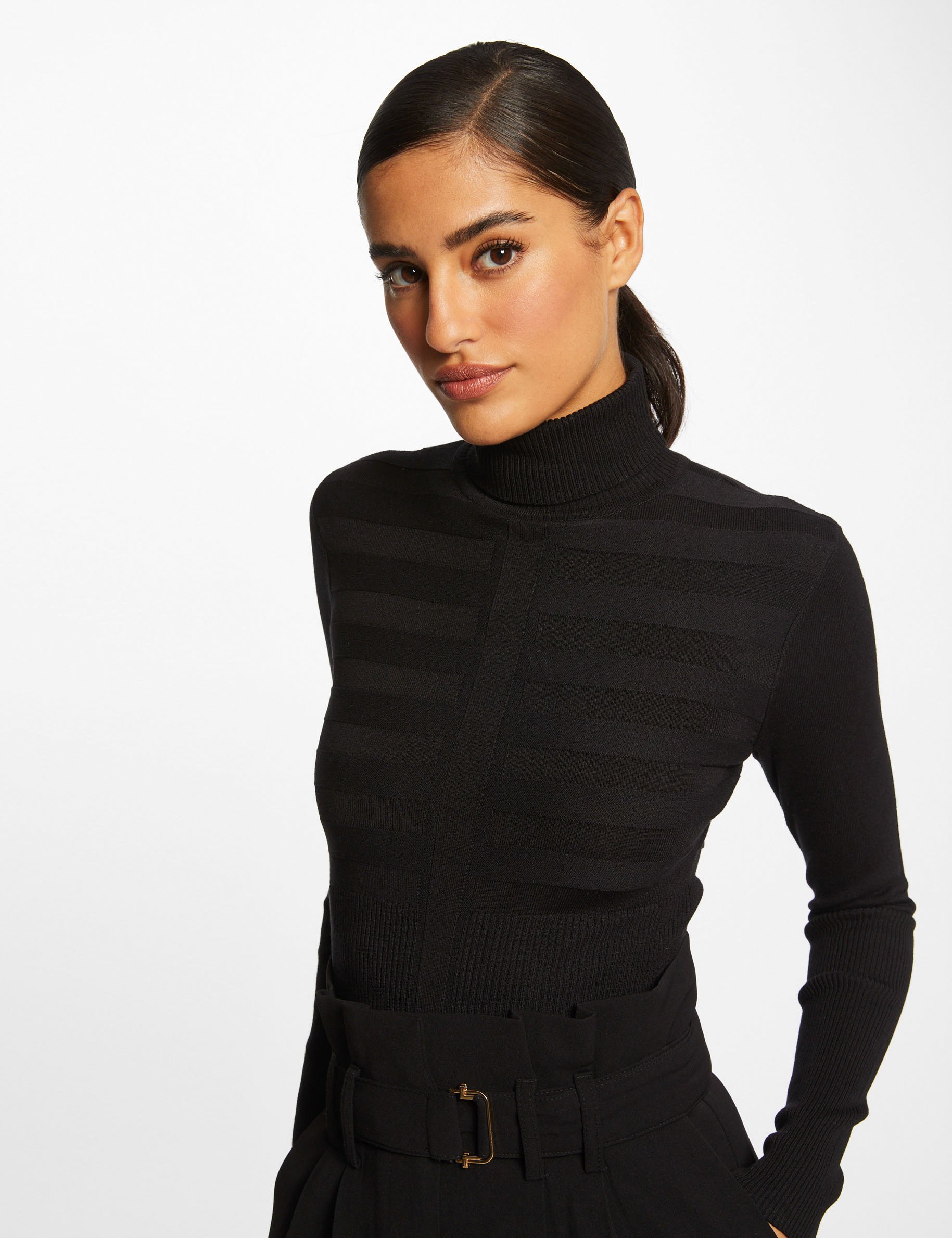 Pull col roulé femme noir 2025