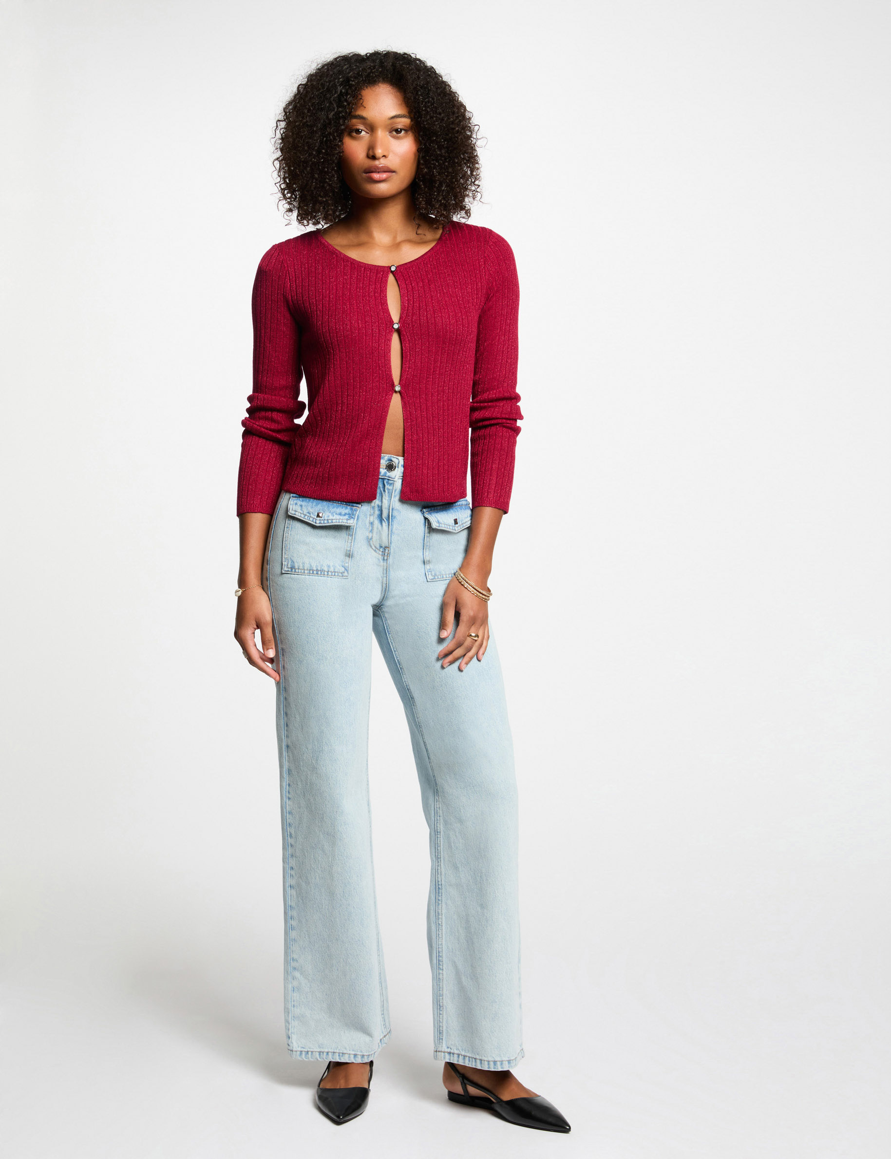 long sleeved cardigan dark red women Long-sleeved cardigan dark red women