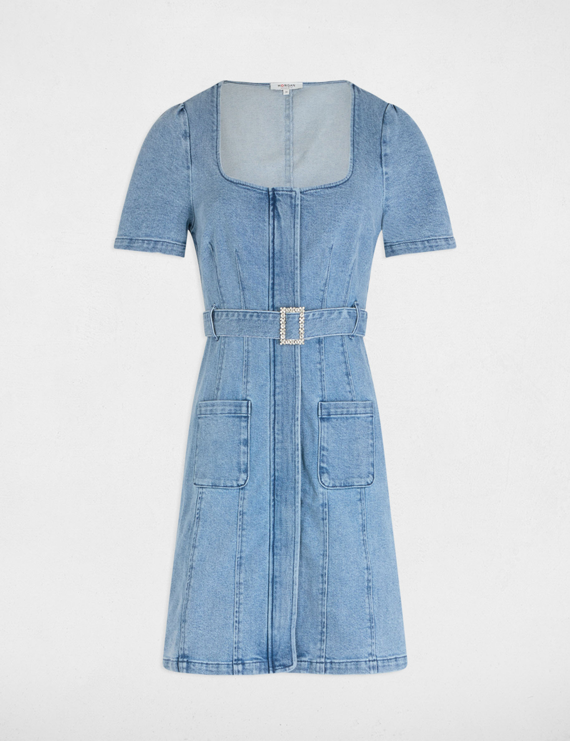 robe courte droite en jean denim double stone femme Robe courte droite en jean denim double stone femme