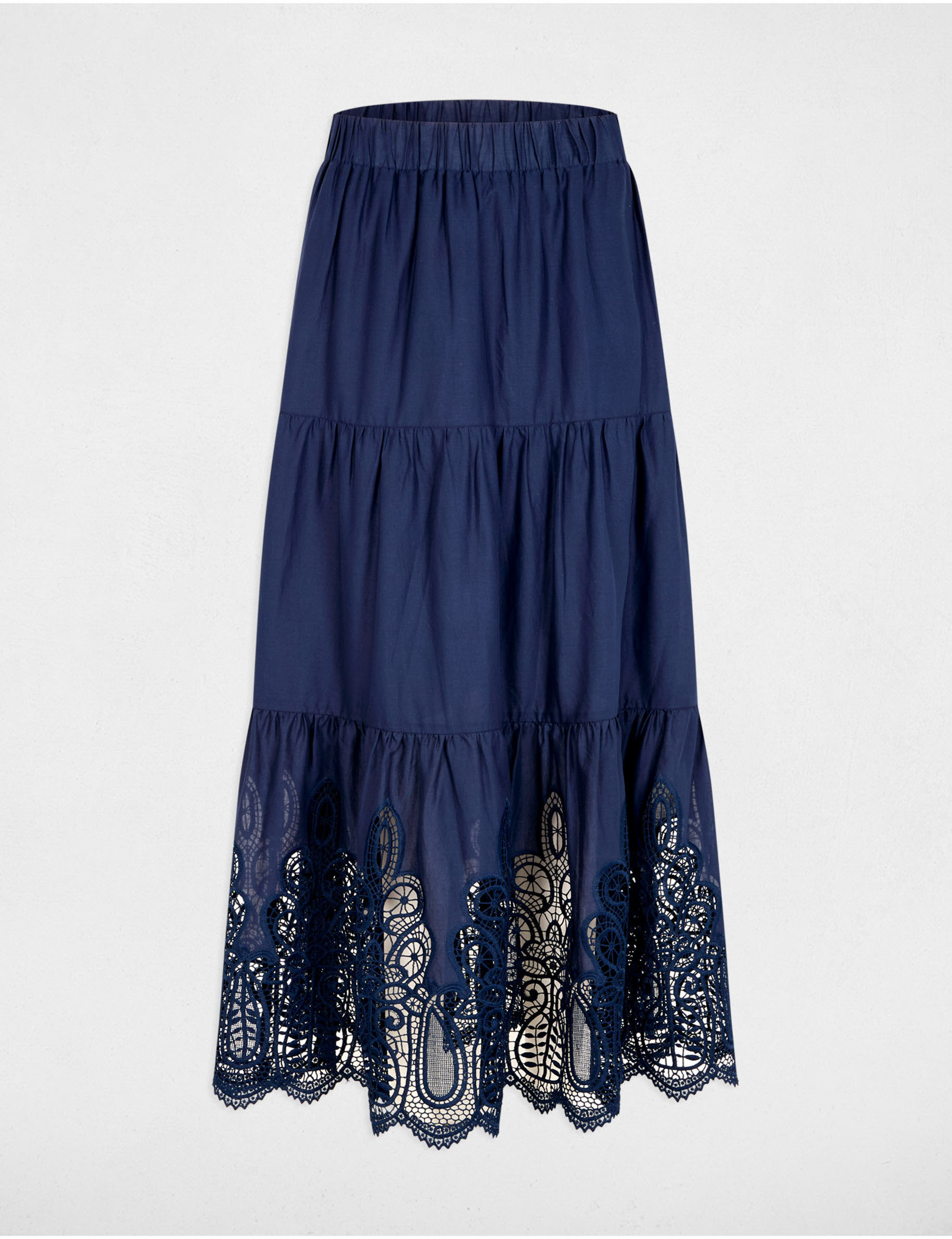 Maxi skirt lace detail petroleum blue women
