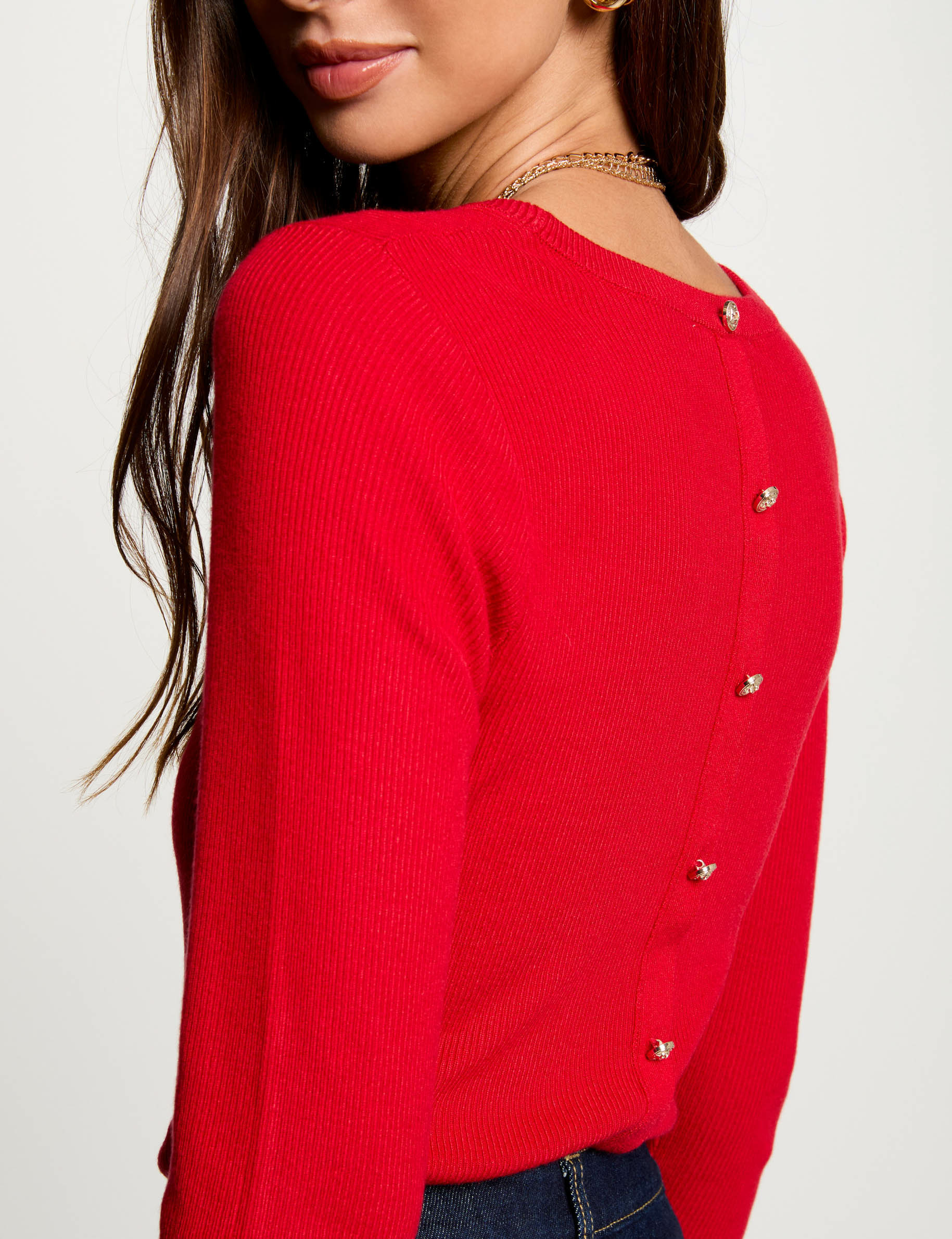 jumper 34 length sleeves red women Jumper 3/4-length sleeves red women