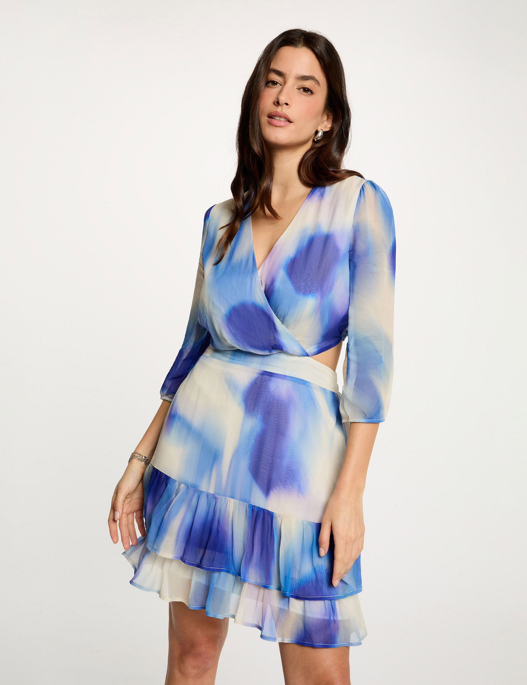 Fitted short dress multicolor women