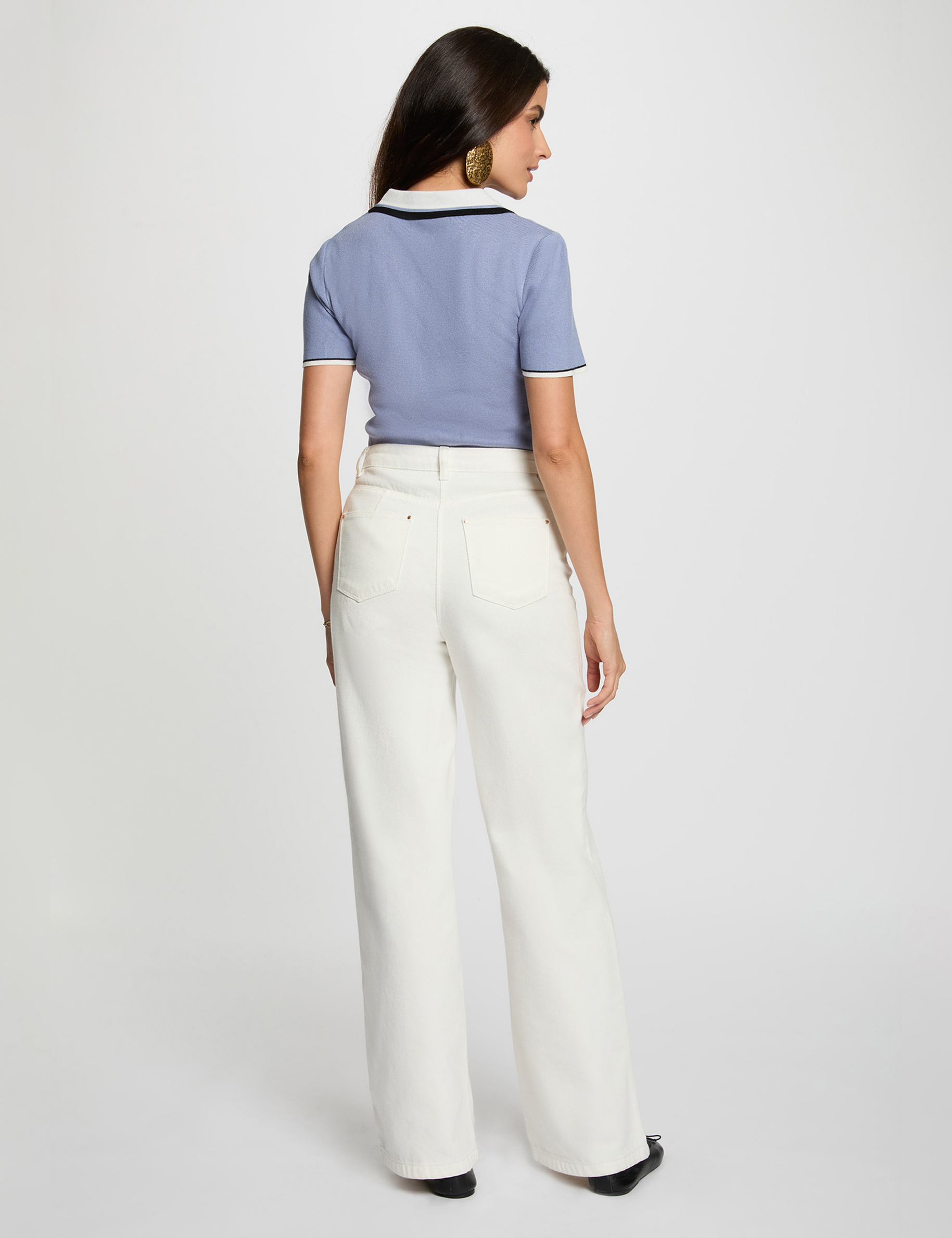jumper polo collar and short sleeves blue women Jumper polo collar and short sleeves blue women
