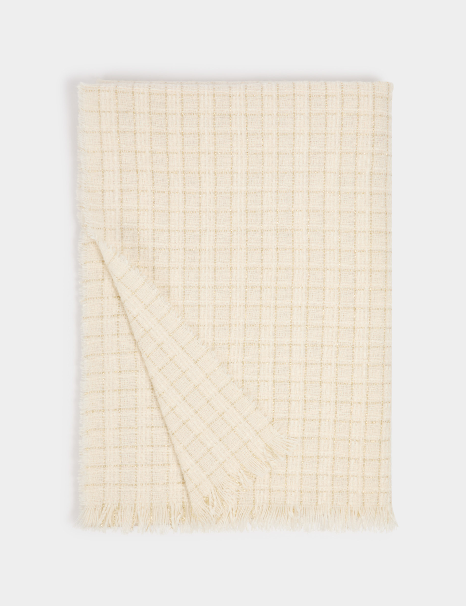 Tweed scarf ivory women