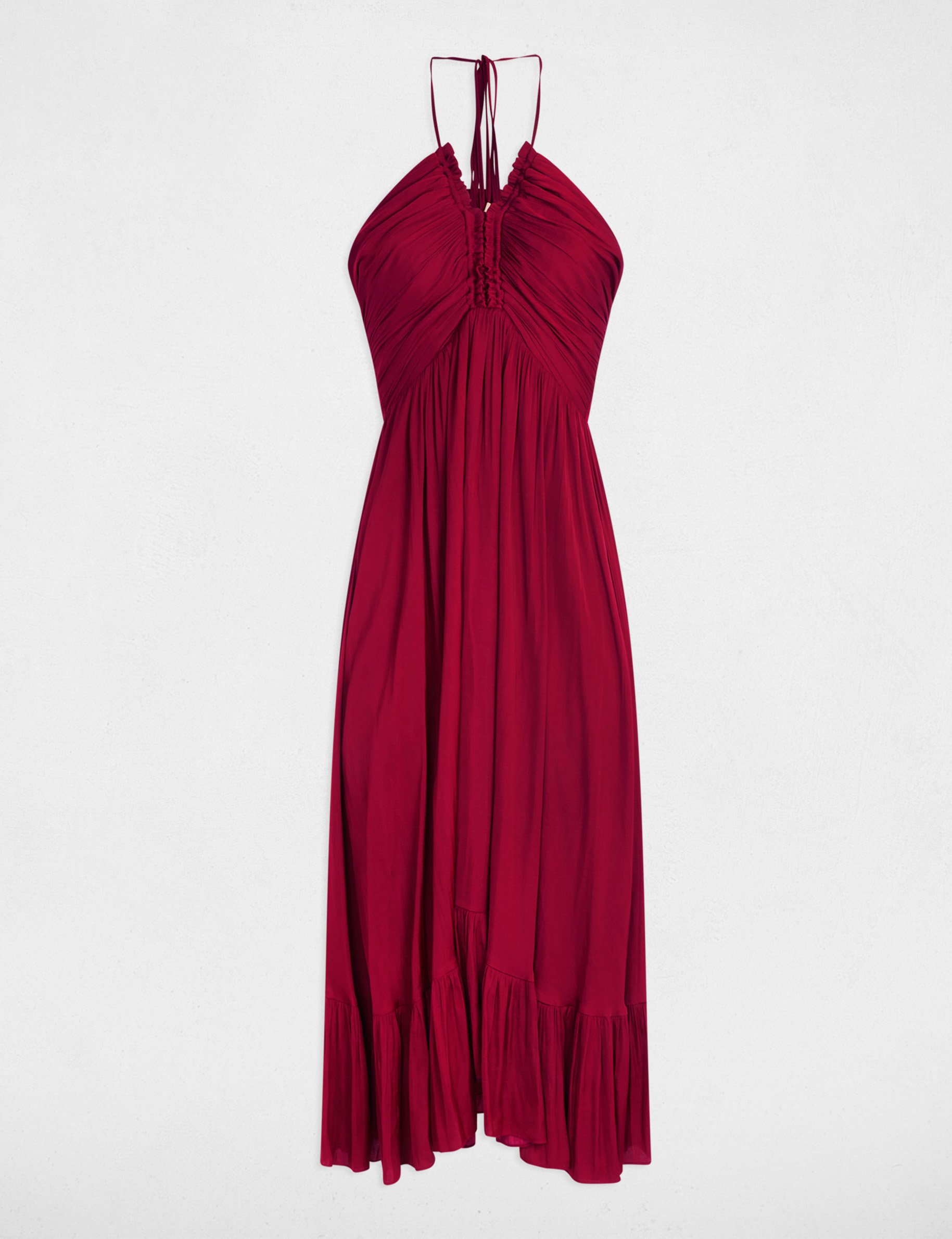 robe midi droite satin rouge fonce femme Robe midi droite satin rouge foncé femme