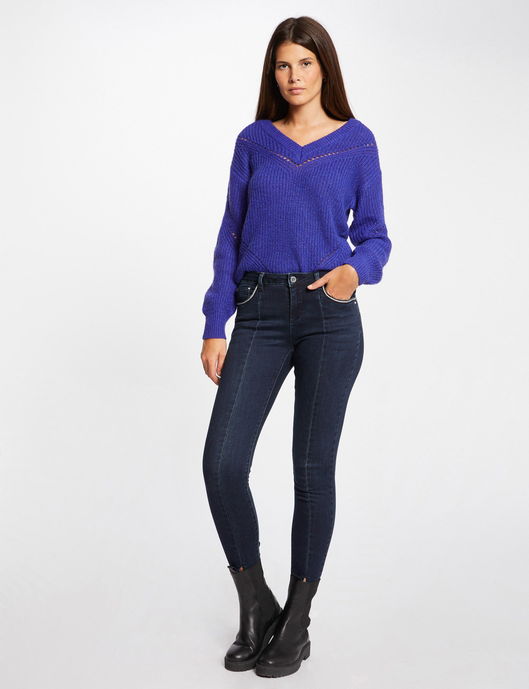 Slim jeans with sequins stone denim ladies' Slim jeans with sequins stone denim ladies'