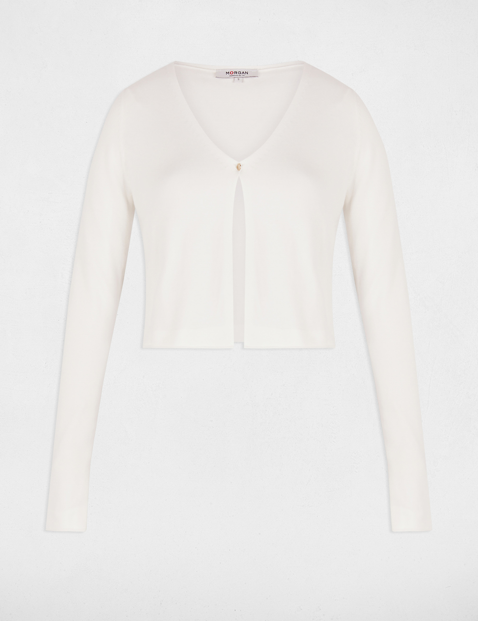 Long-sleeved cardigan with V-neck white women
