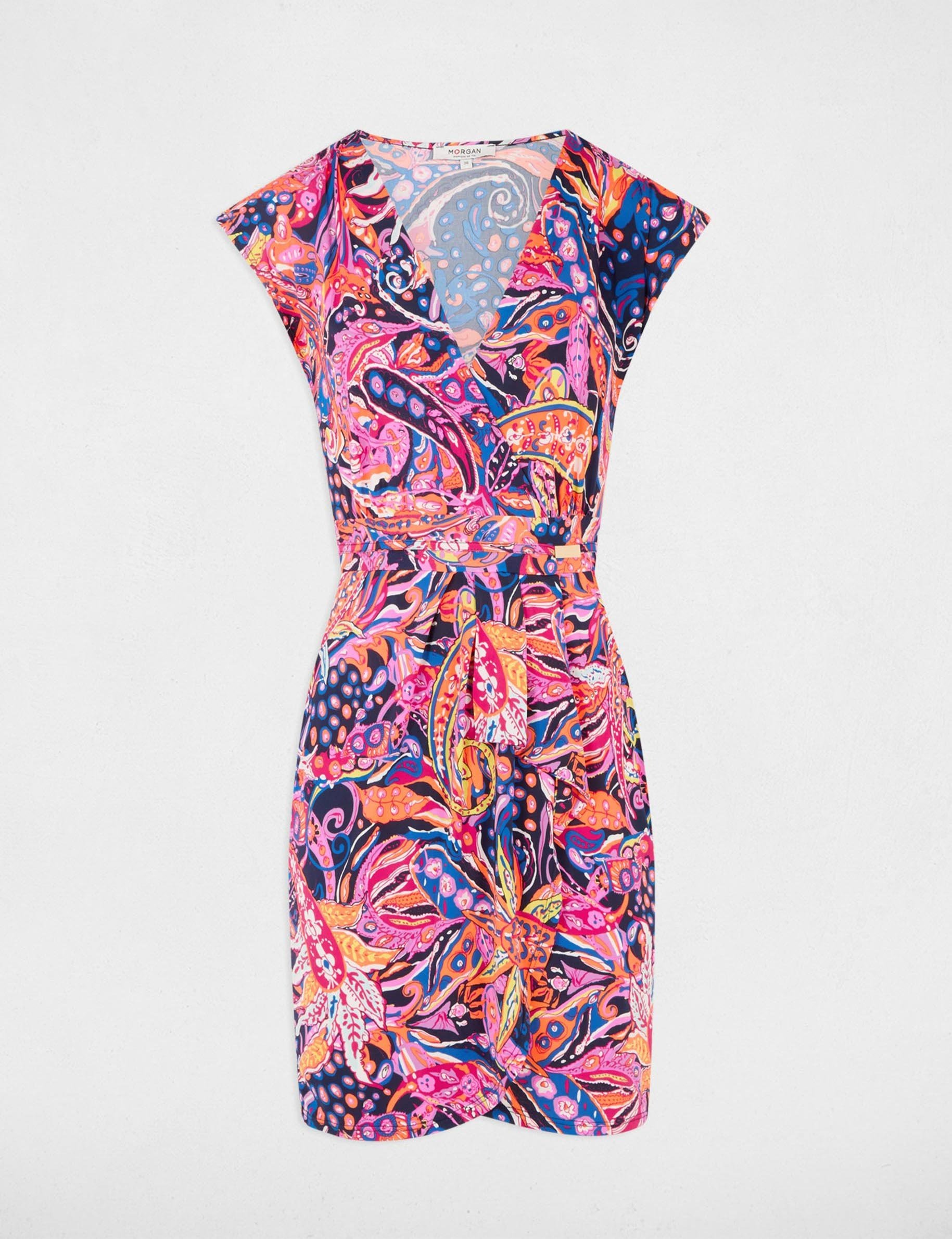 Printed fitted mini dress multicolor women