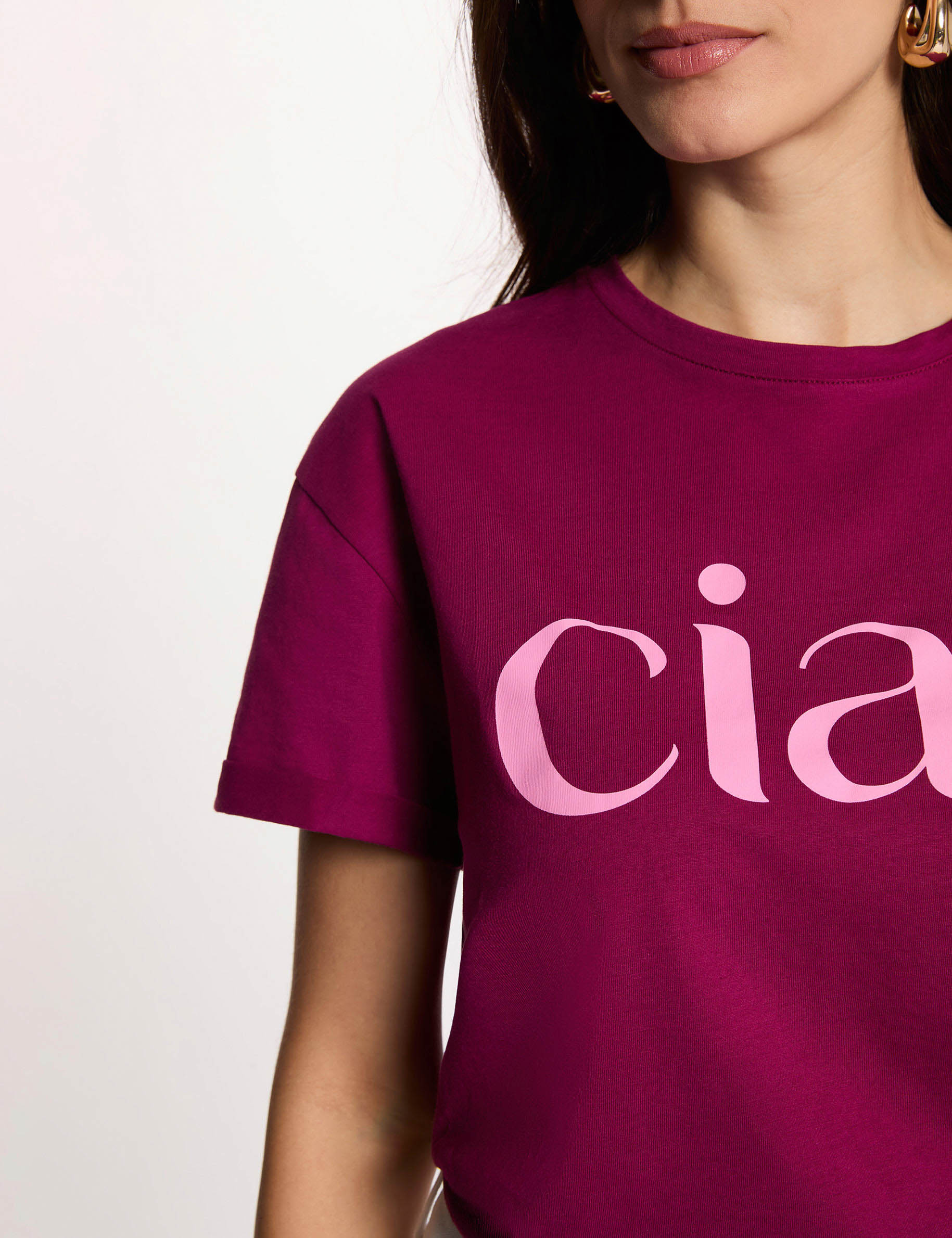 Round neck t-shirt plum women
