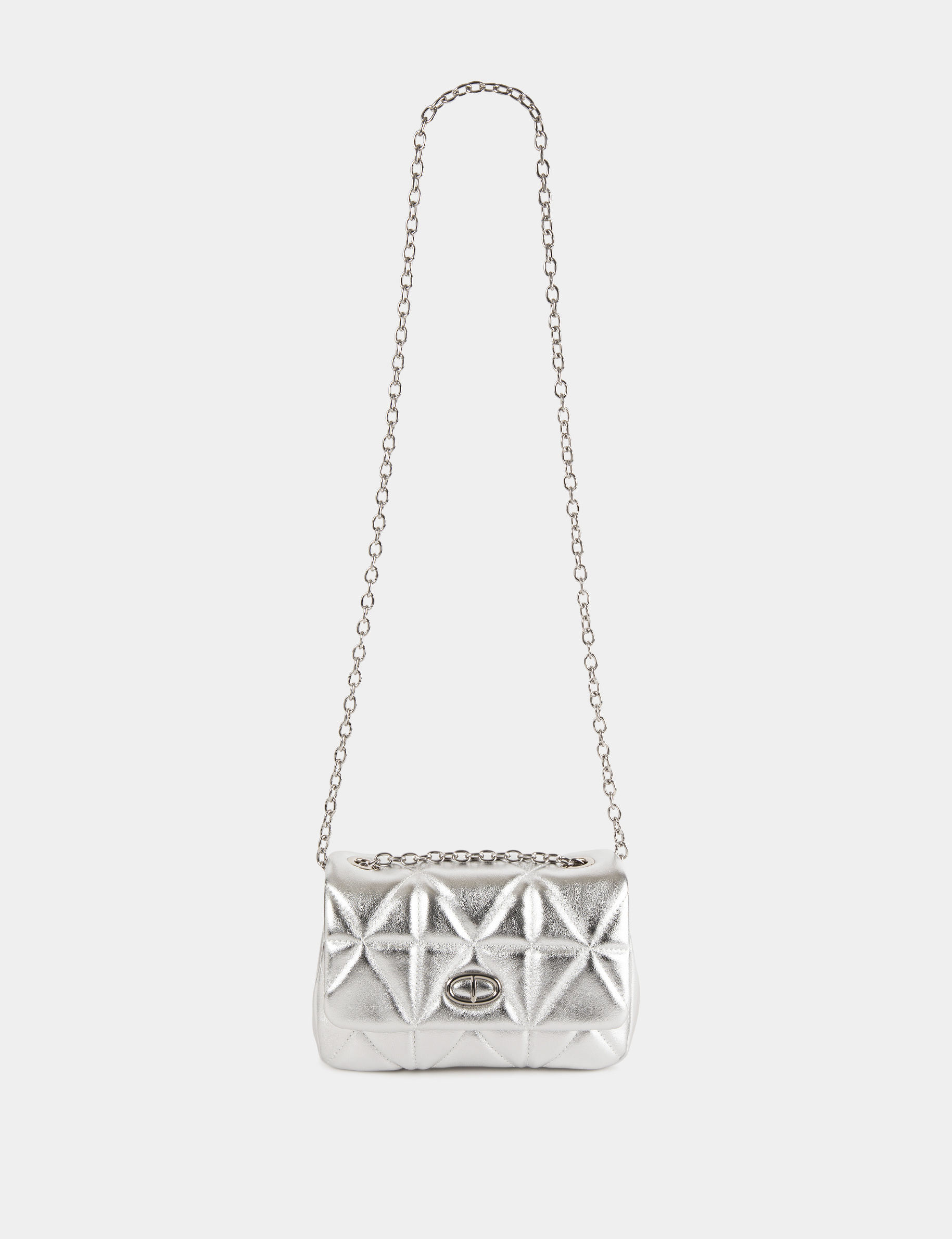 Metalissed and quilted bag silver ladies'