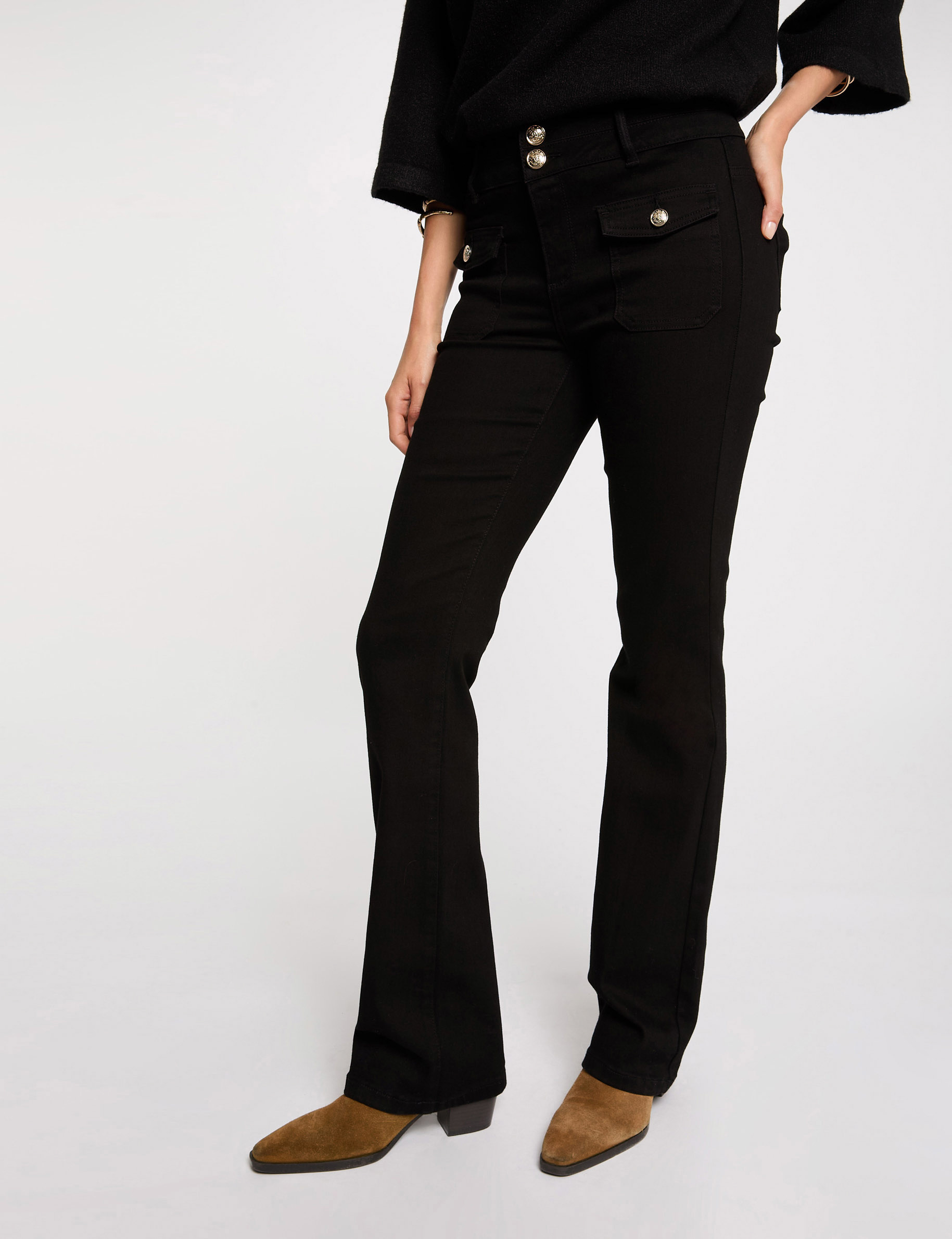 jeans bootcut poches a rabat noir femme Jeans bootcut poches à rabat noir femme