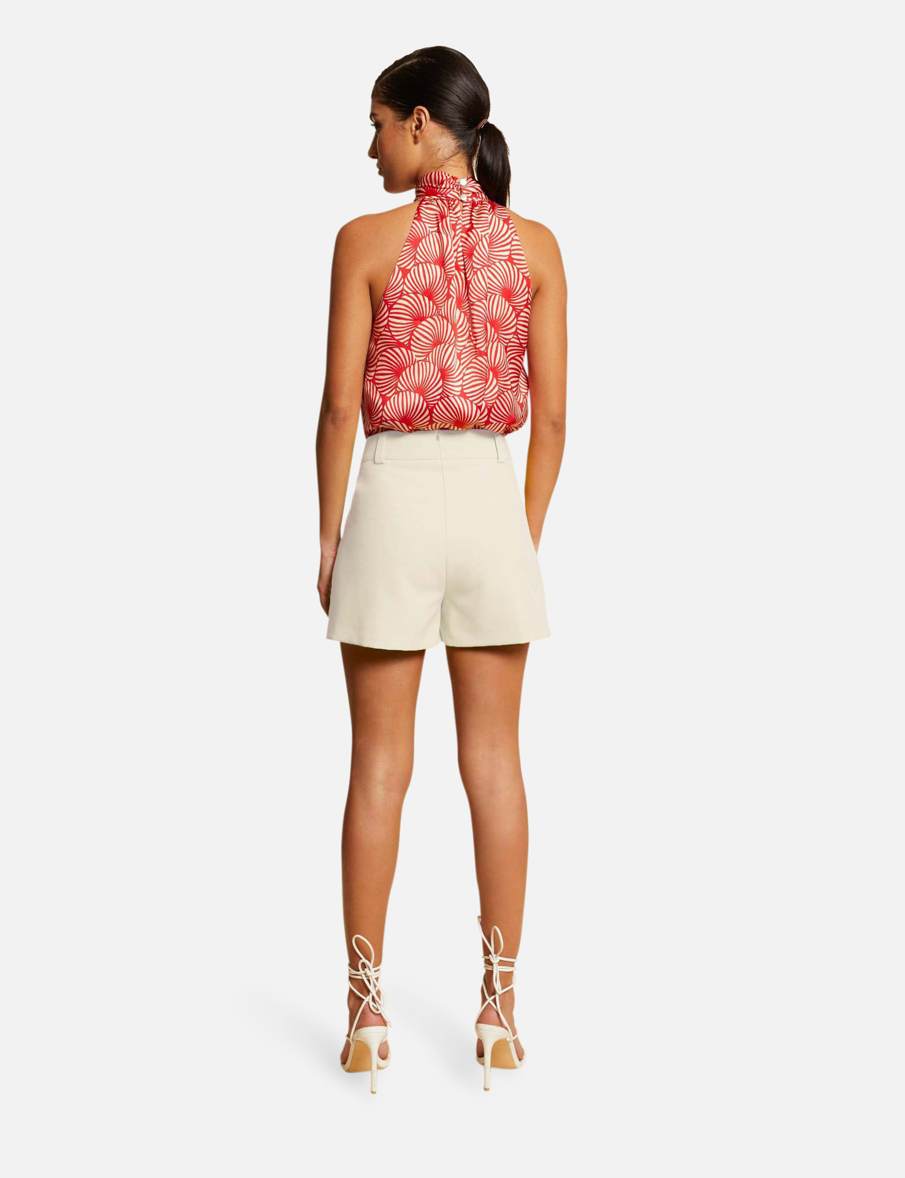 High-waisted straight shorts ivory ladies'
