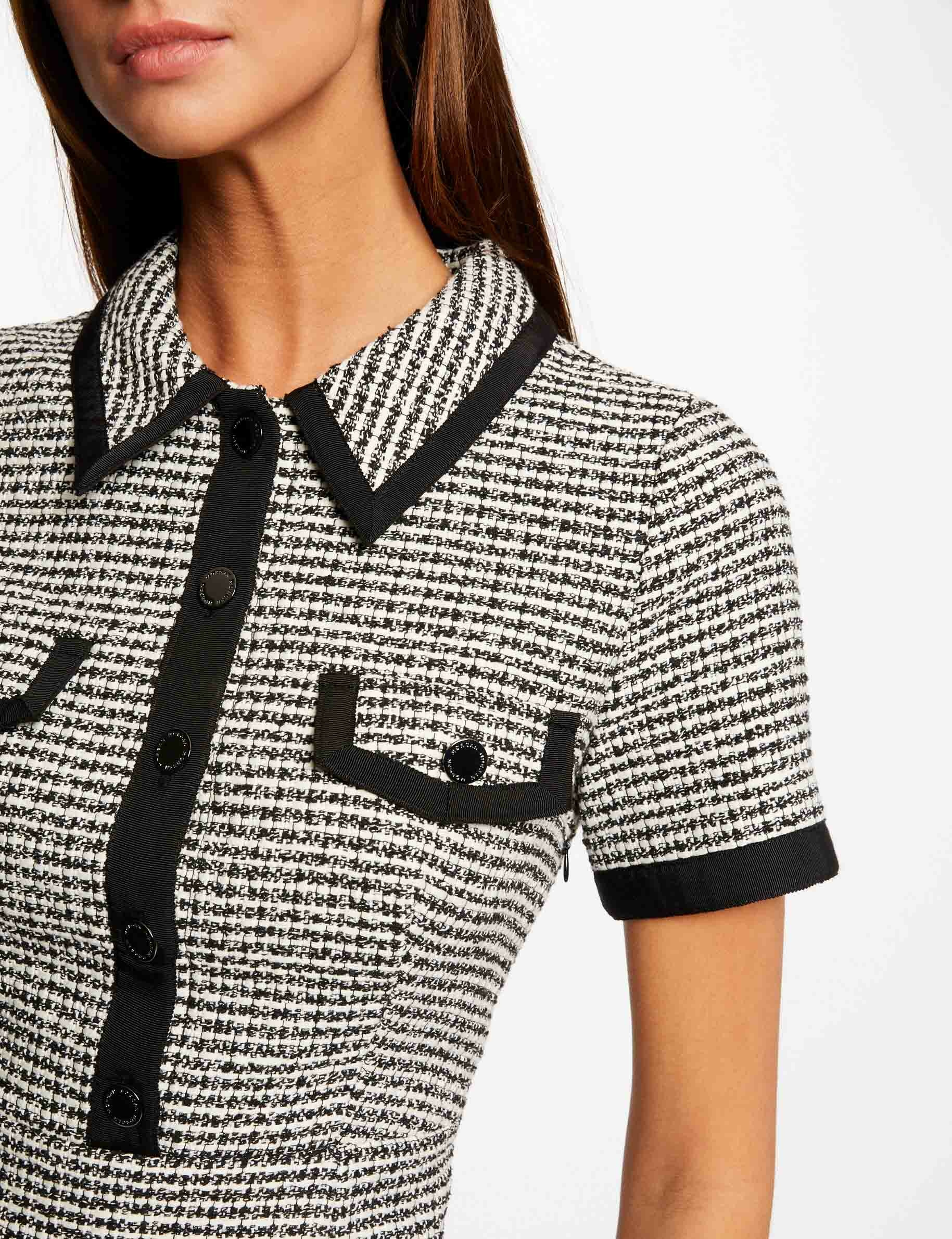 Straight dress with polo collar black ladies' Straight dress with polo collar black ladies'