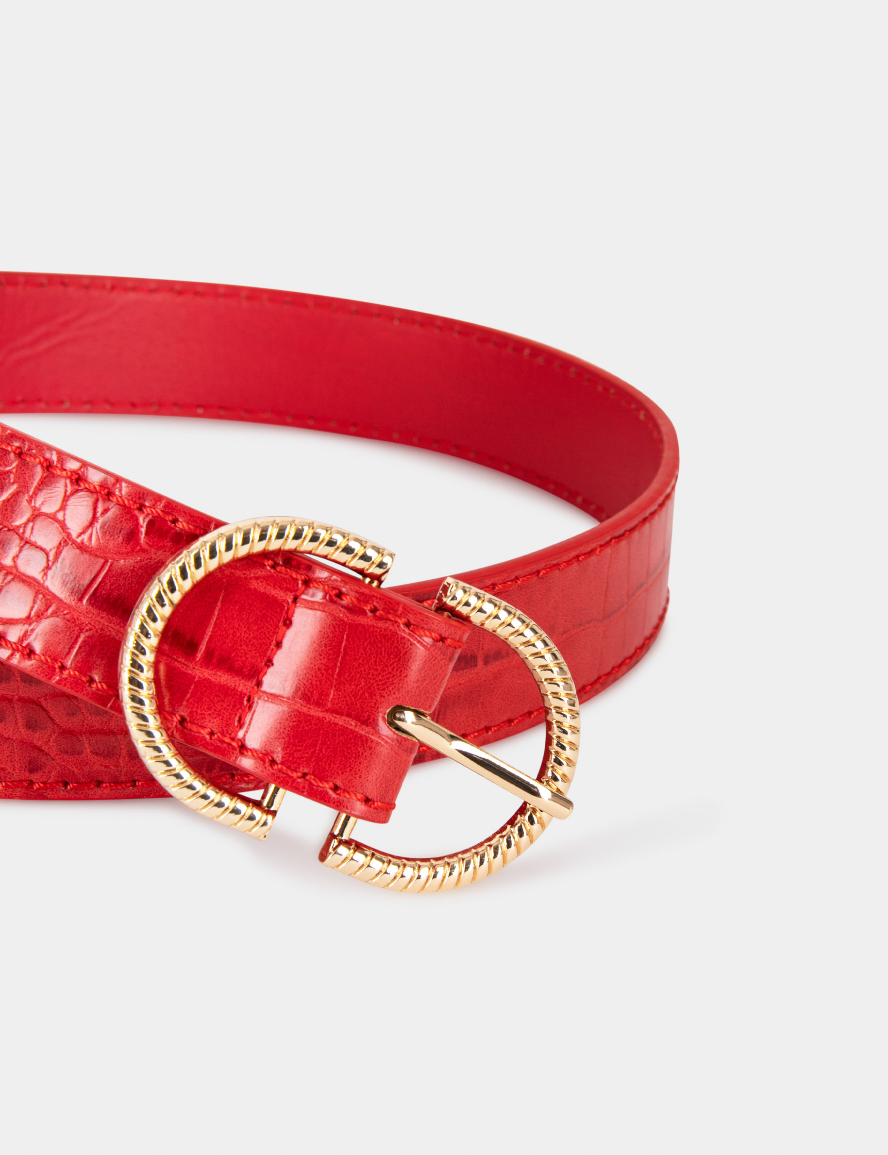 Belt with croc effect red ladies'