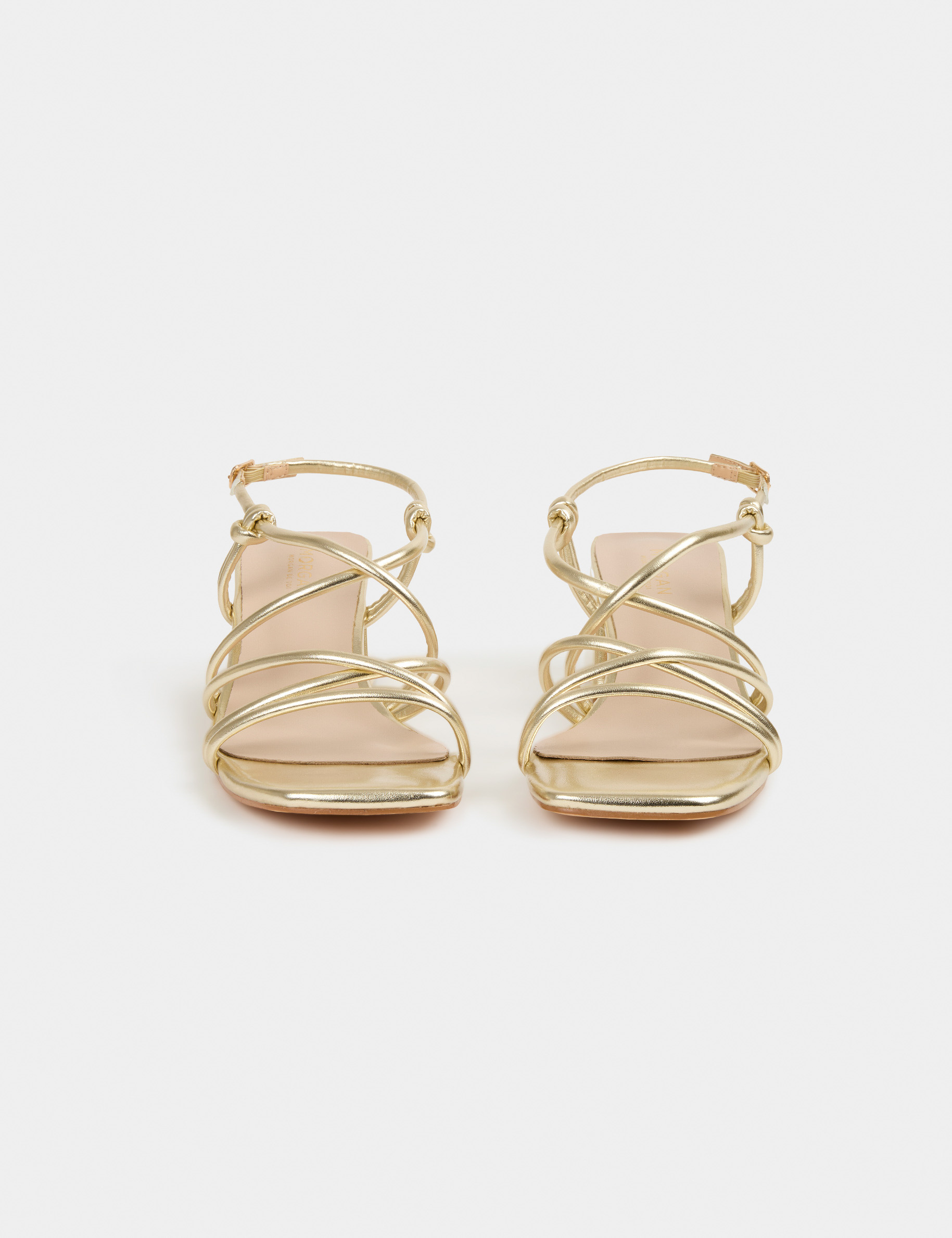 Sandals with block heels gold women
