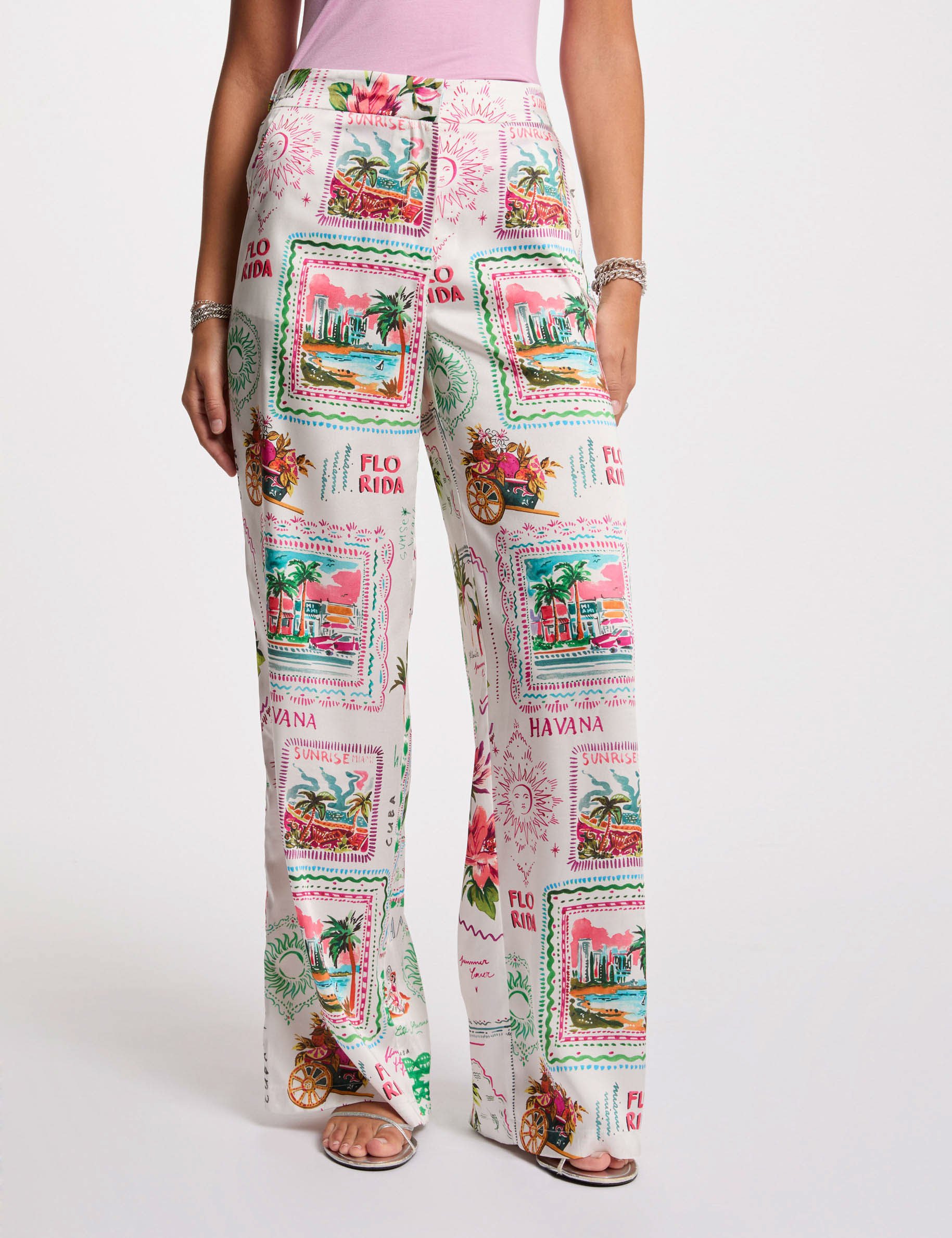 printed wide leg trousers multicolor women Printed wide-leg trousers multicolor women