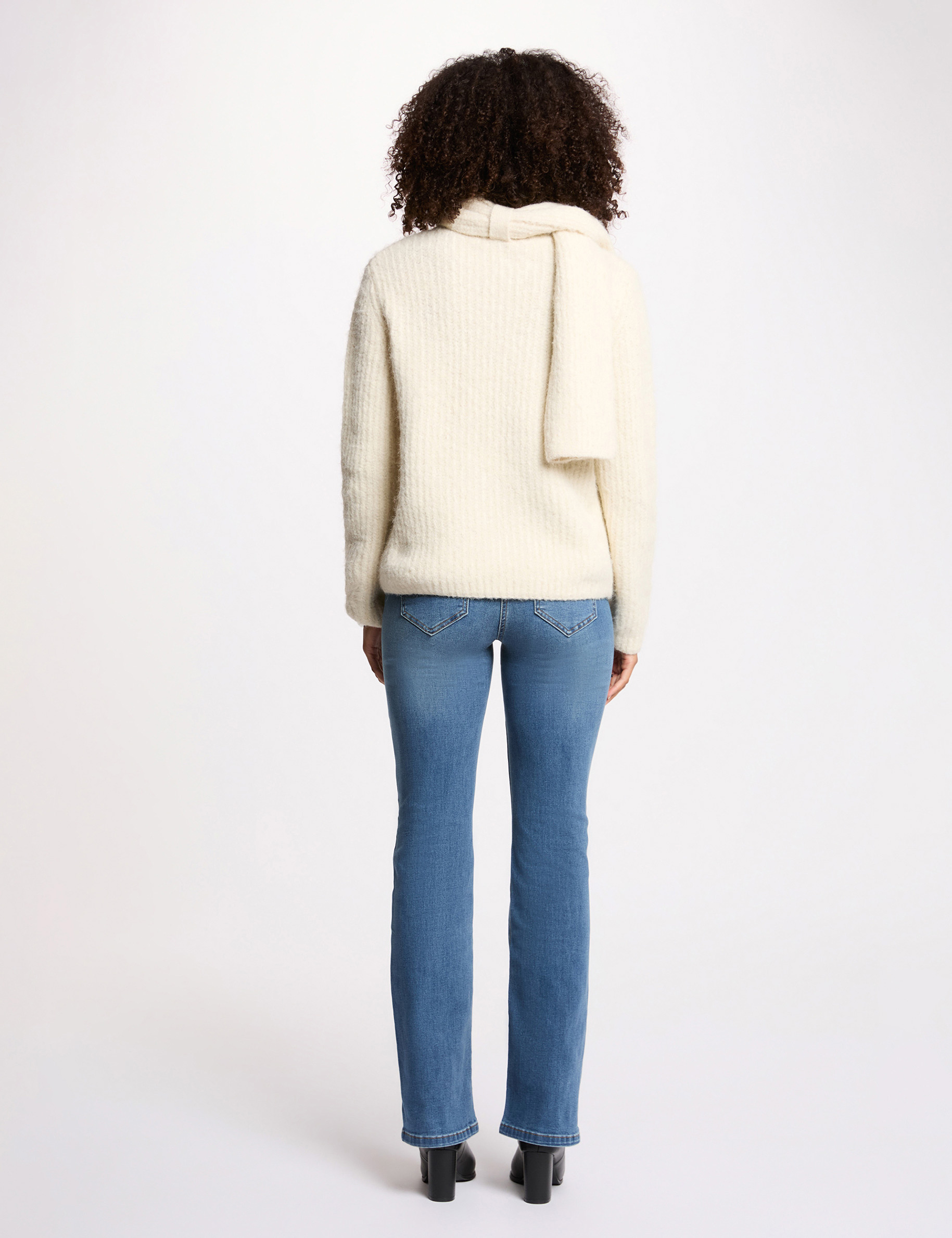 Sweater with scarf collar ivory women