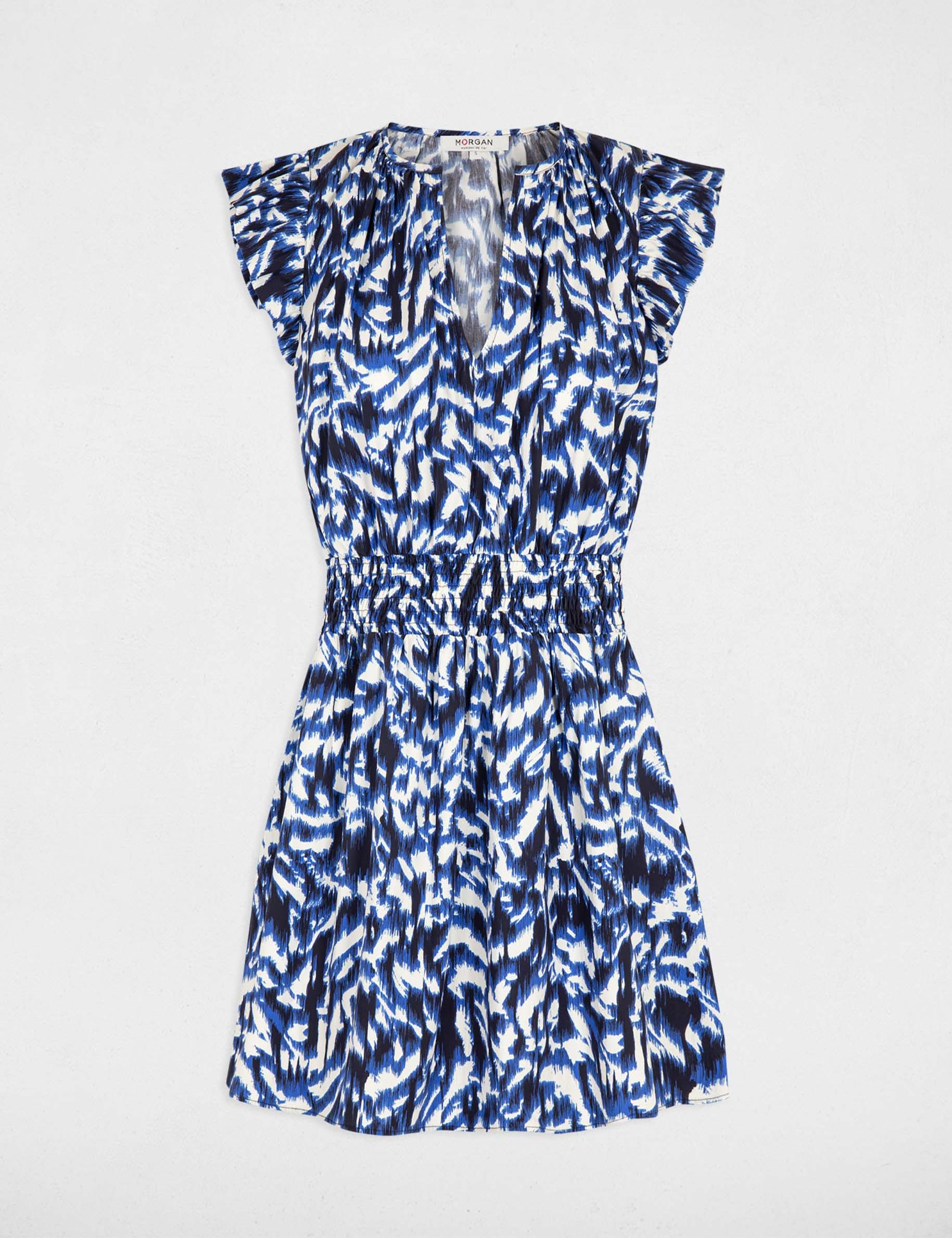printed waisted short dress multicolored women Printed waisted short dress multicolored women