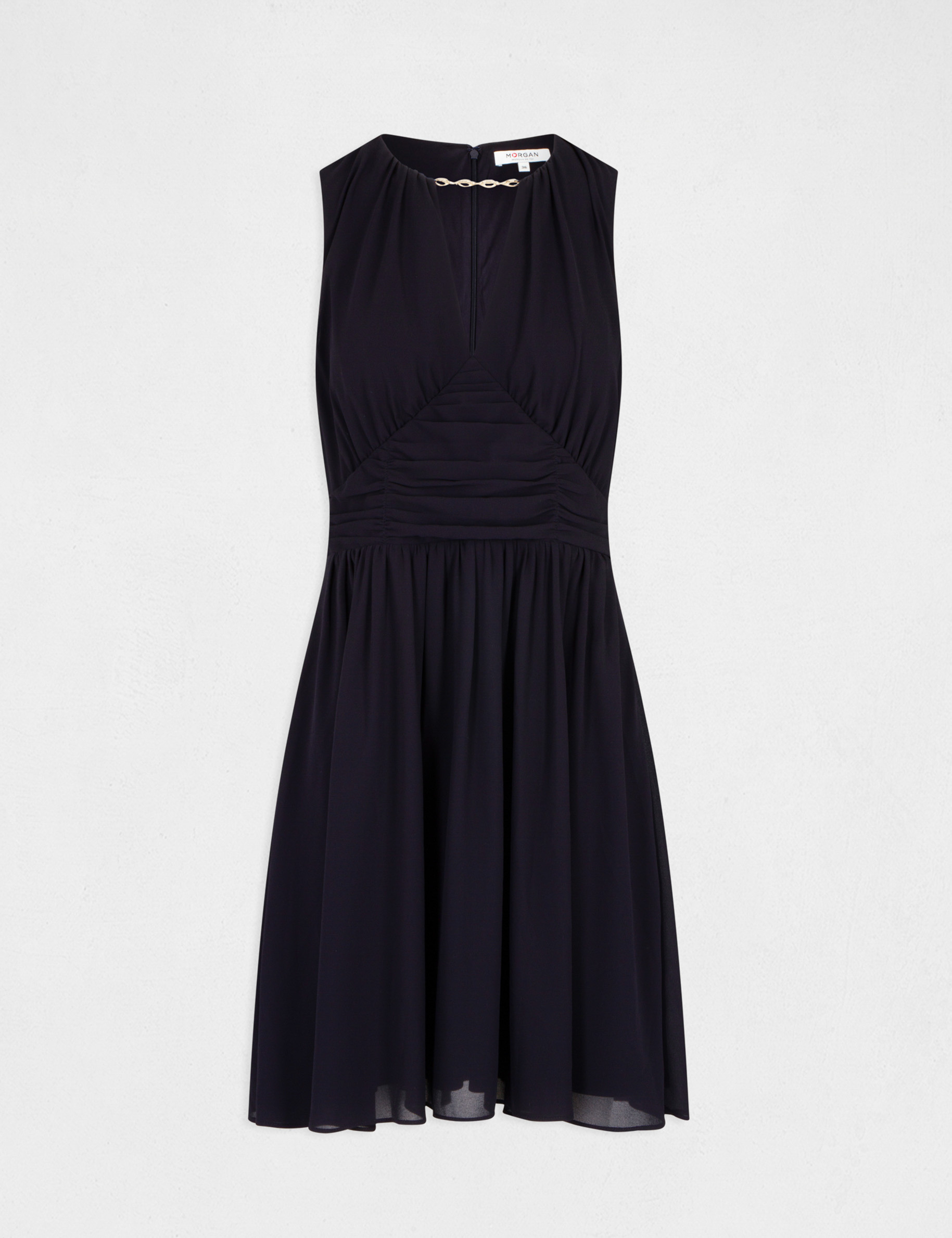 Skater dress with chain detail navy ladies'