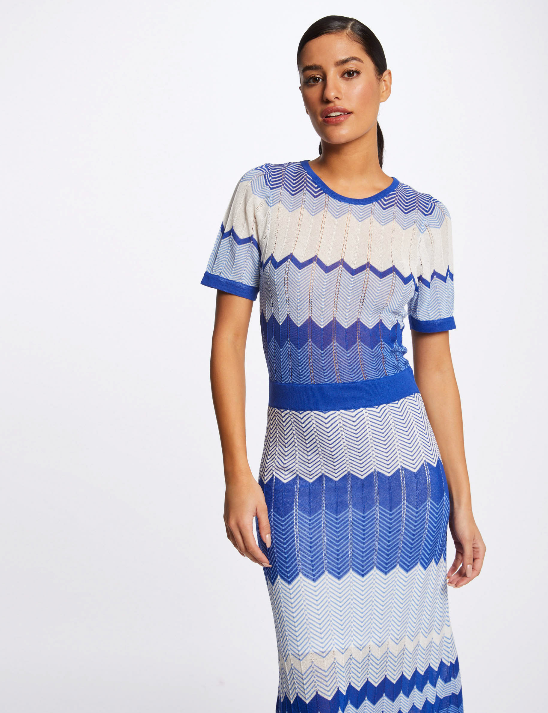 Maxi straight jumper dress chevron print ladies' Maxi straight jumper dress chevron print ladies'