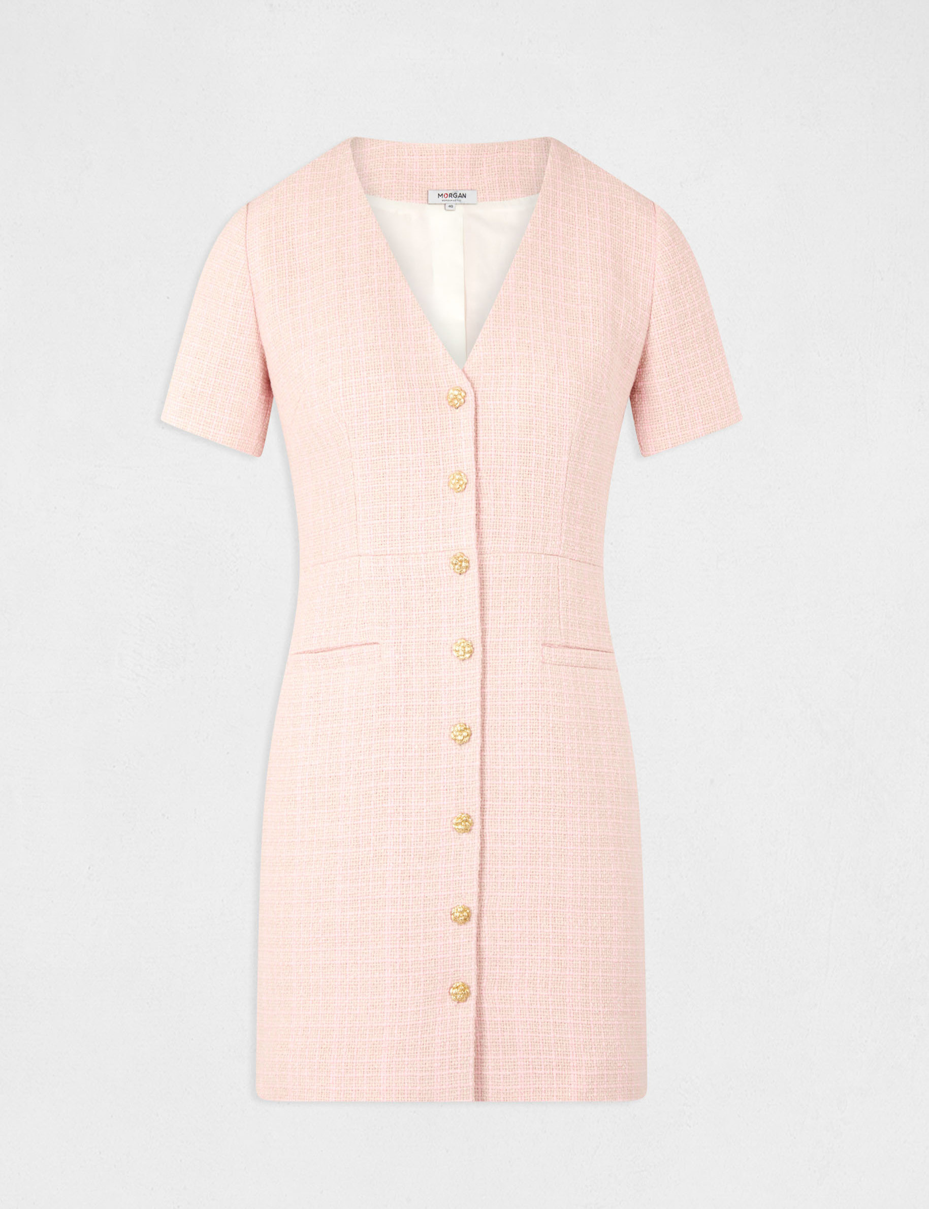 Fitted buttoned dress pink ladies'