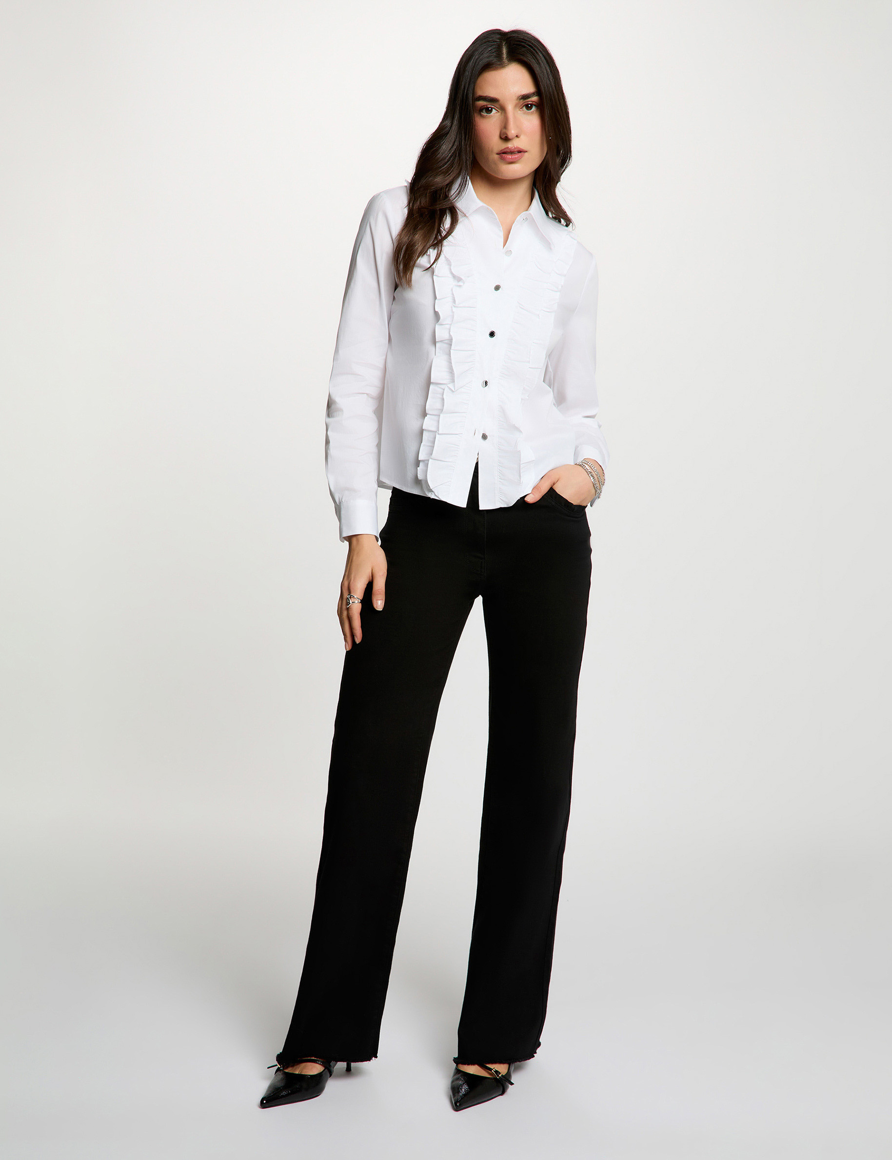 Straight shirt with notch collar white women