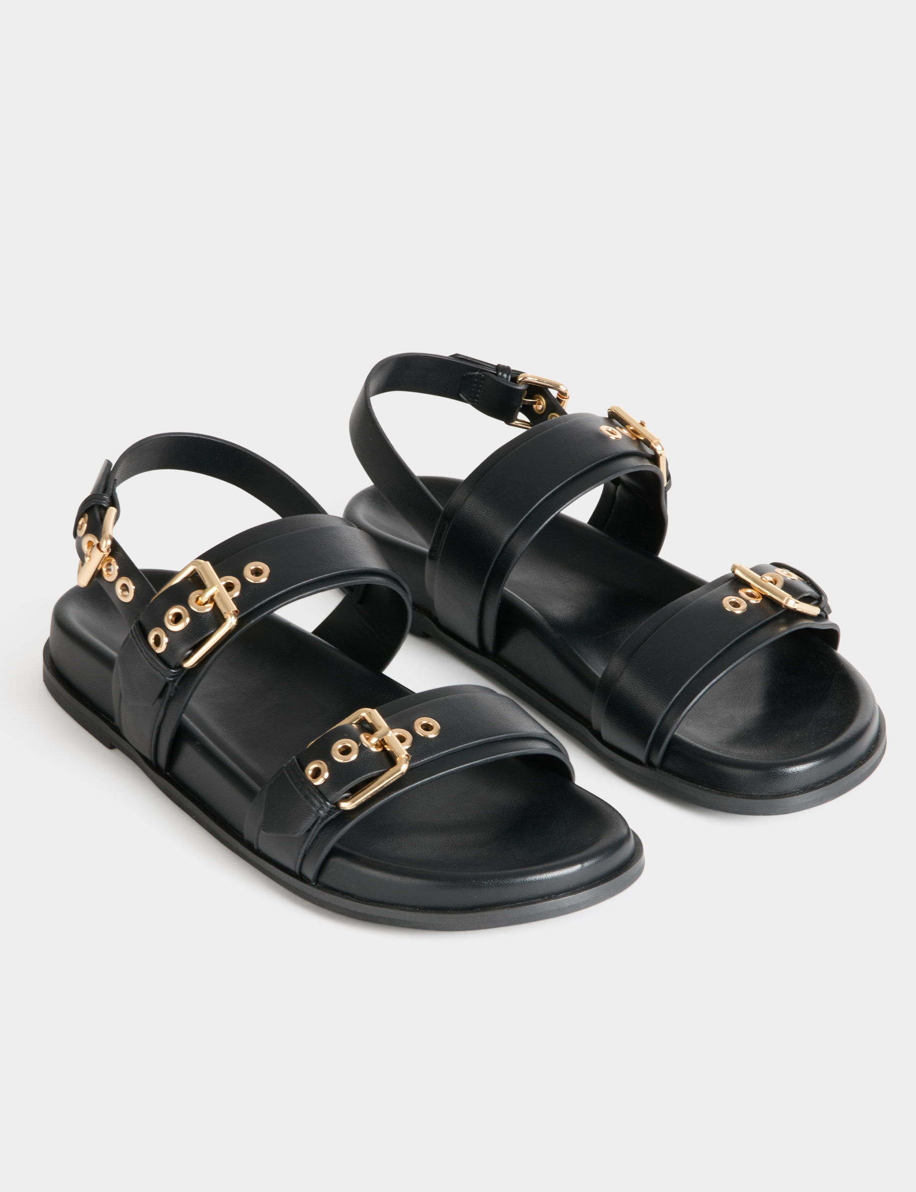 Flat strappy sandals black women