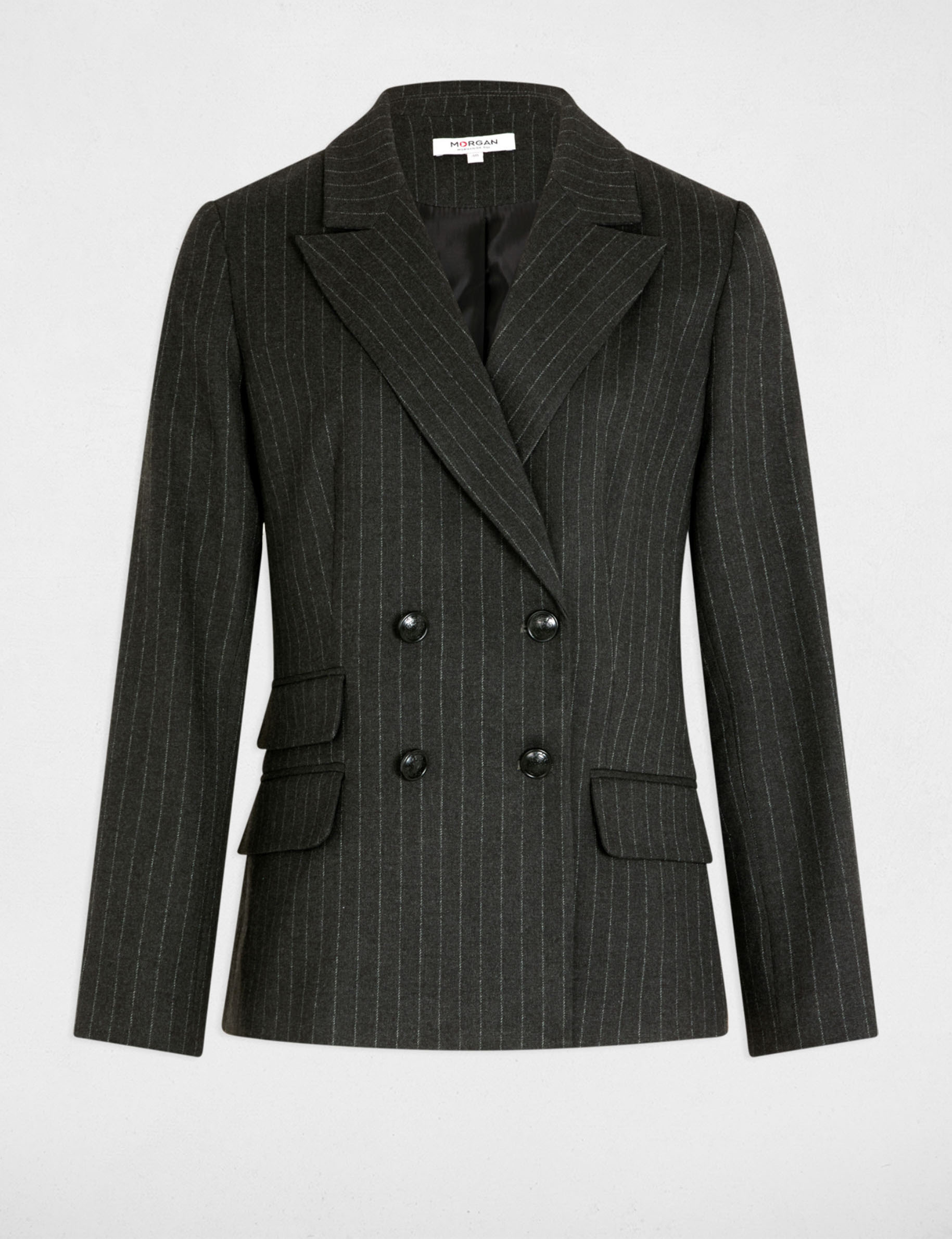 Blazer with stripes dark grey women