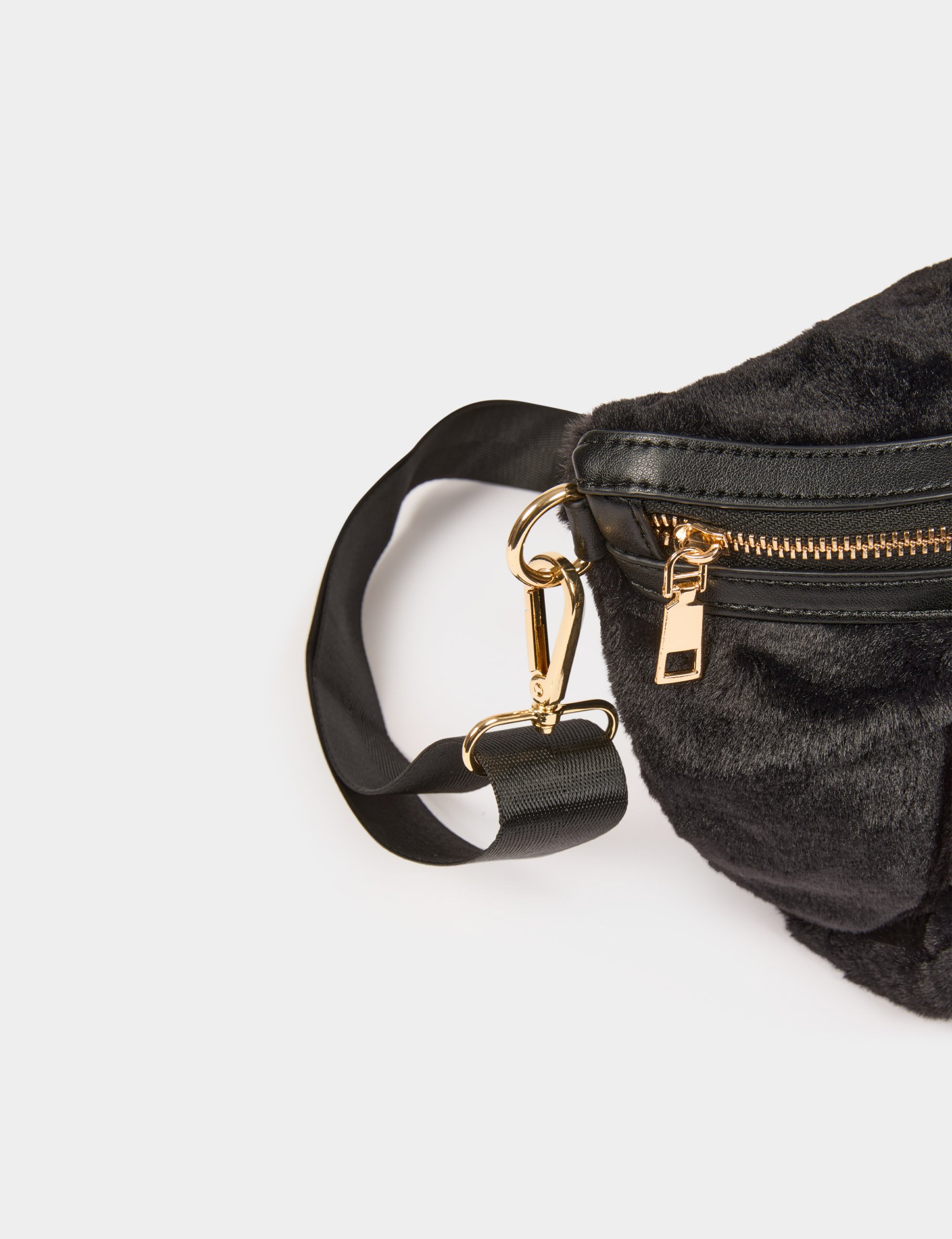 Faux fur bum bag black women