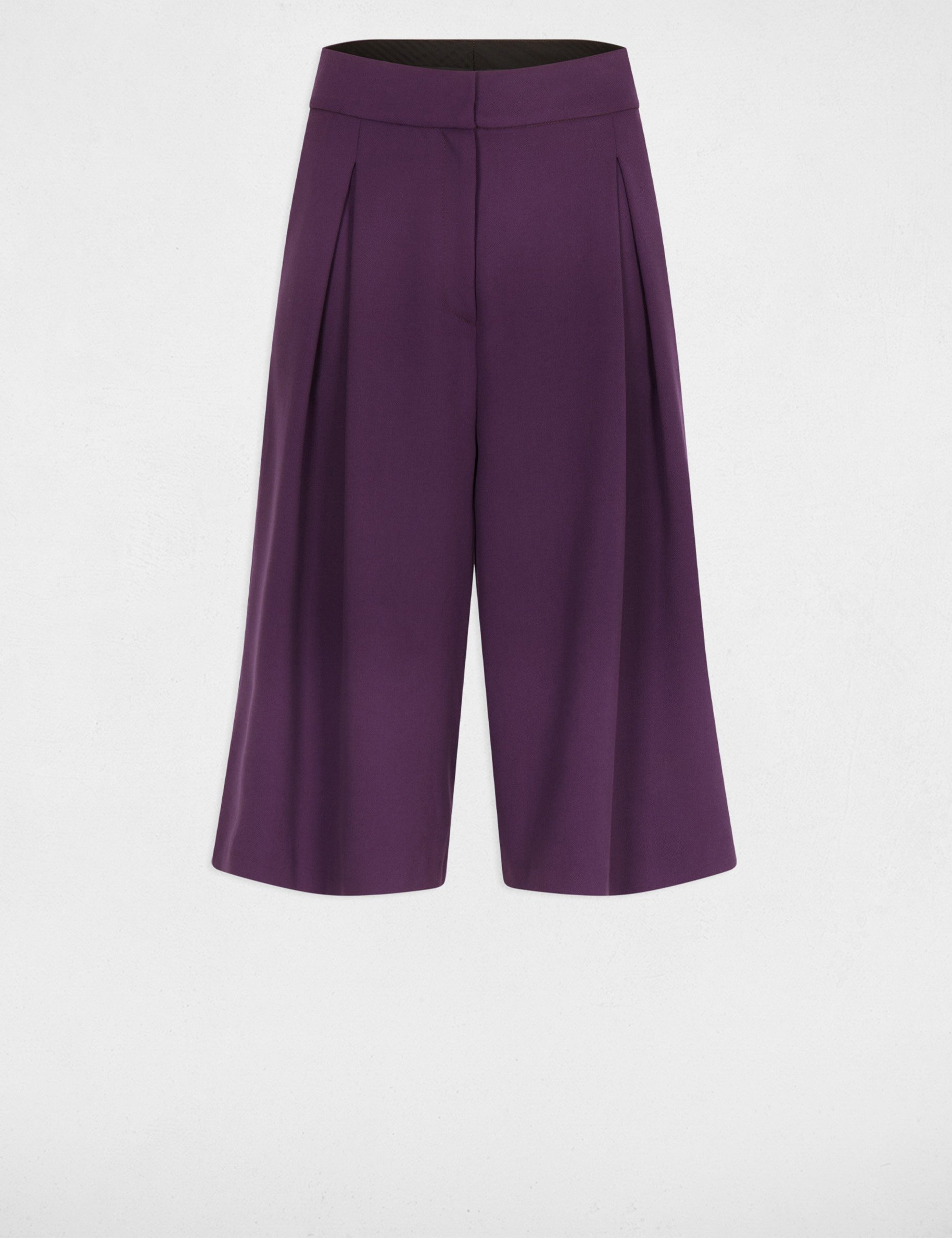 Bermuda large fluide violet foncé femme