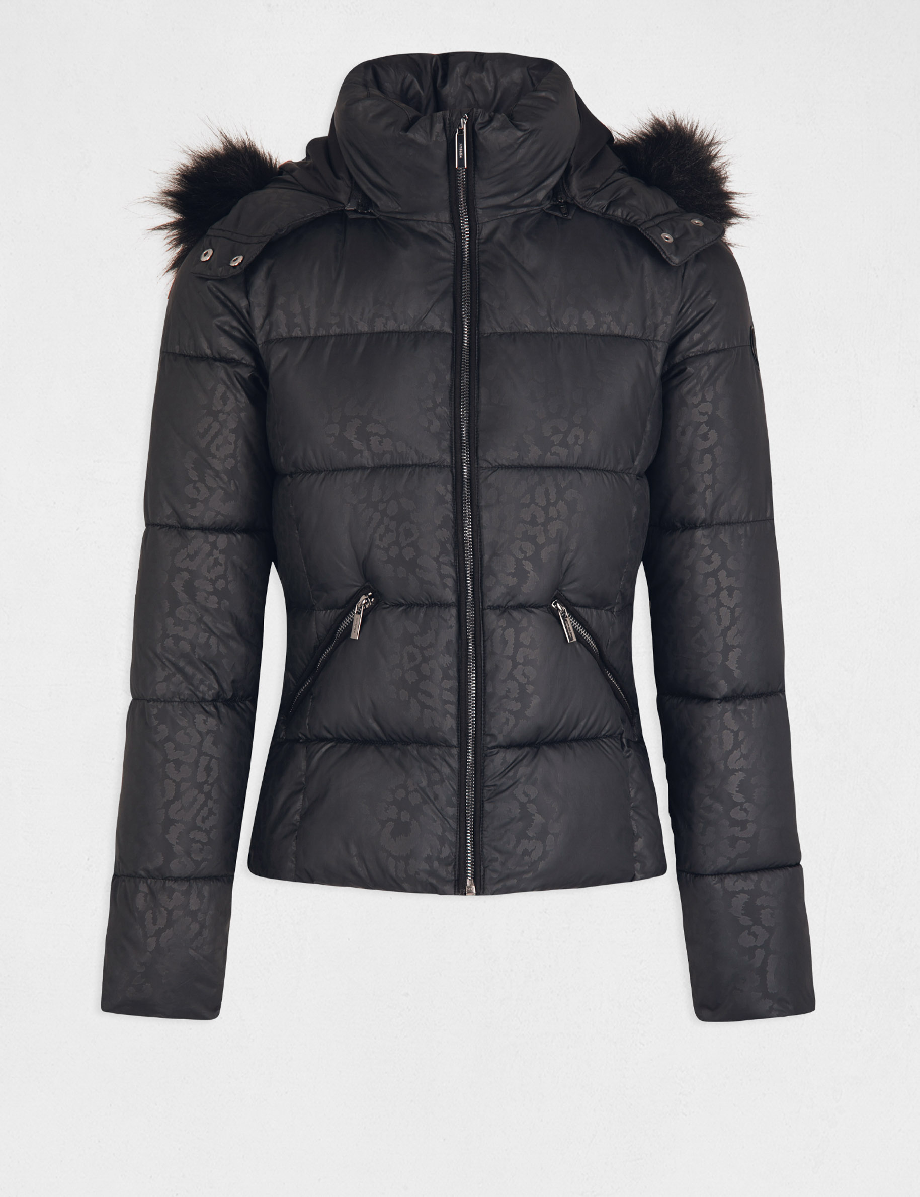 straight padded jacket leopard print black ladies Straight padded jacket leopard print black ladies'