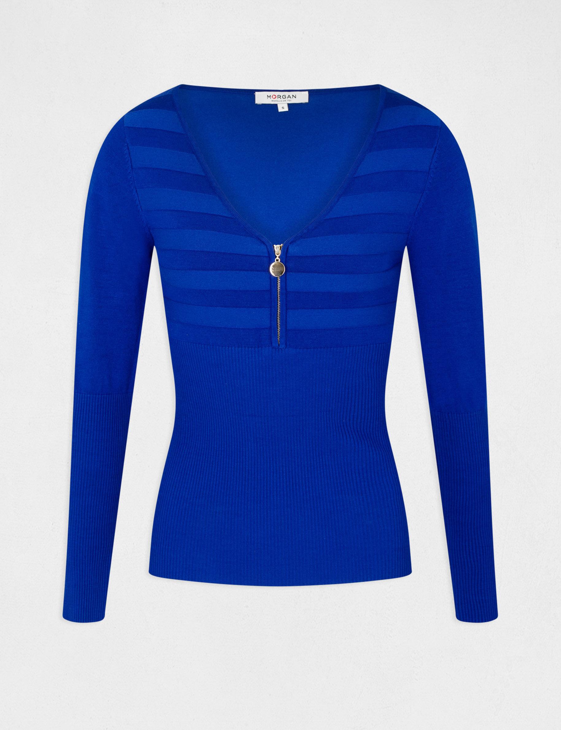 Long-sleeved jumper with zipped detail electric blue ladies' Long-sleeved jumper with zipped detail electric blue ladies'