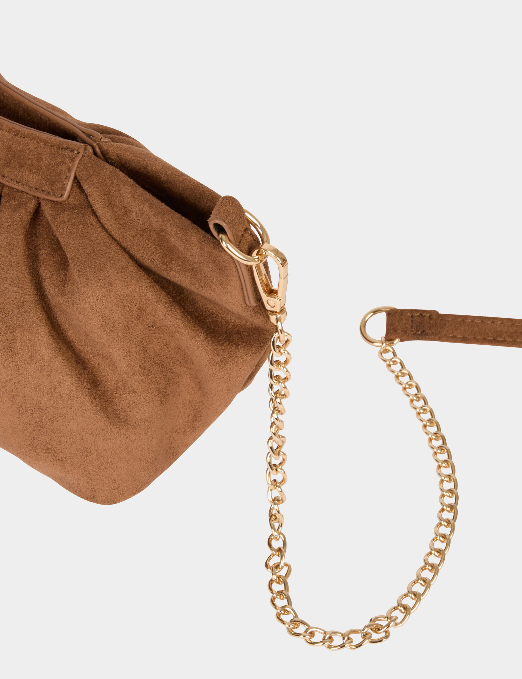 Suede crossbody bag cognac brown women