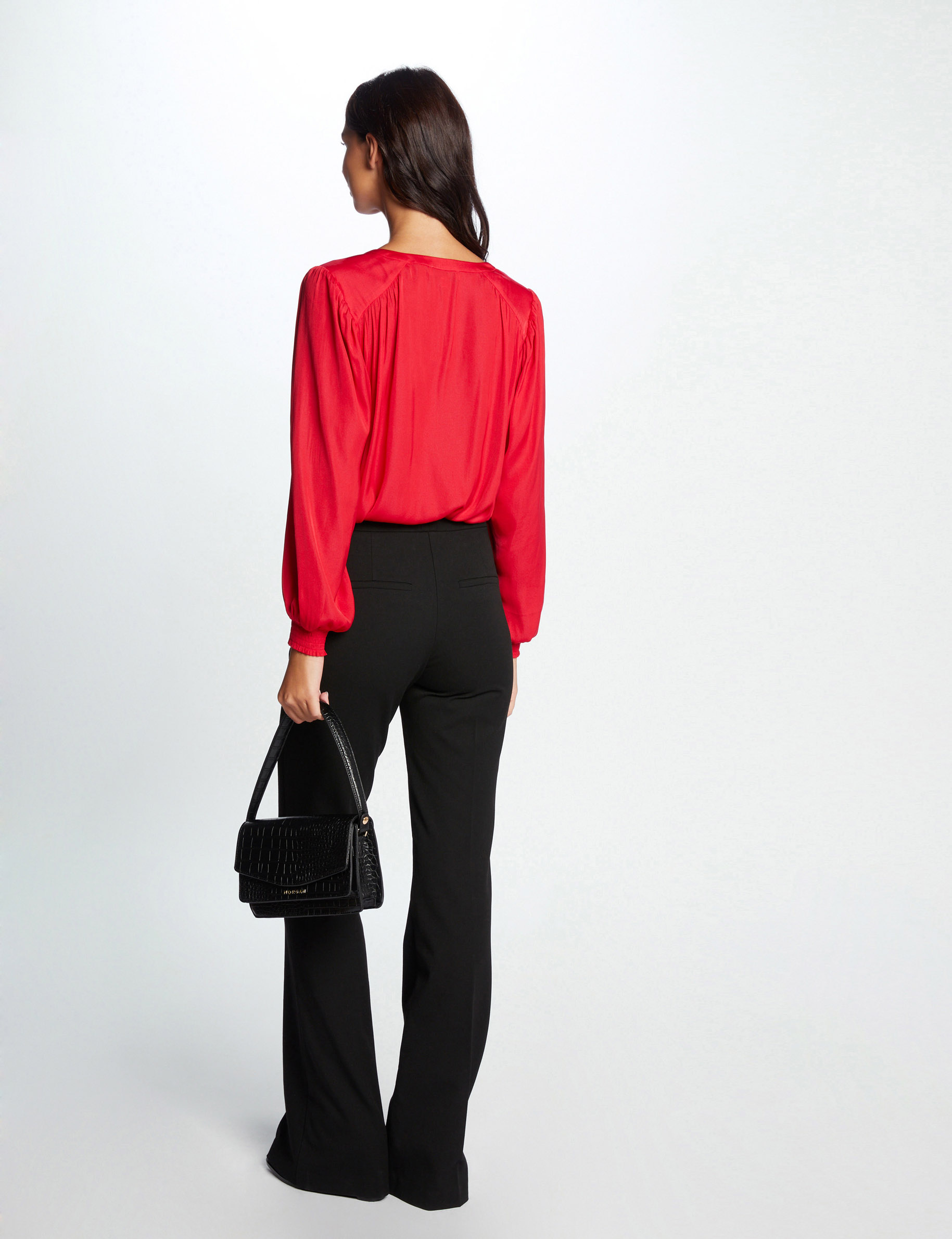 Long sleeved blouse medium red ladies