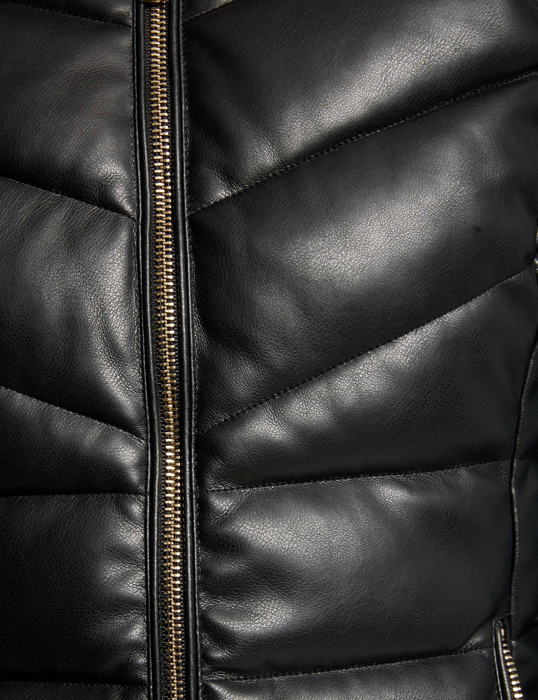 faux leather padded jacket black women null