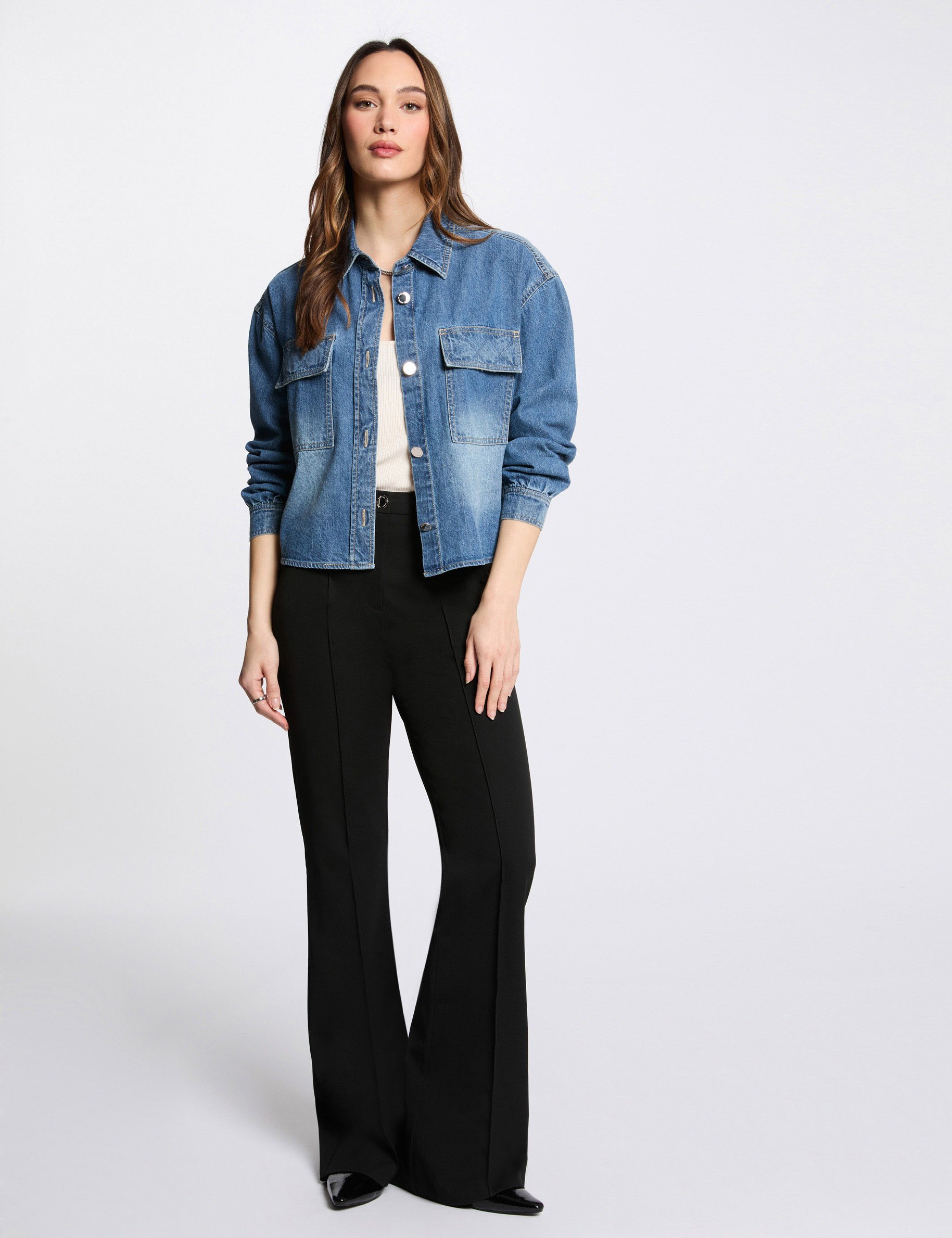 High-waist bootcut trousers black women