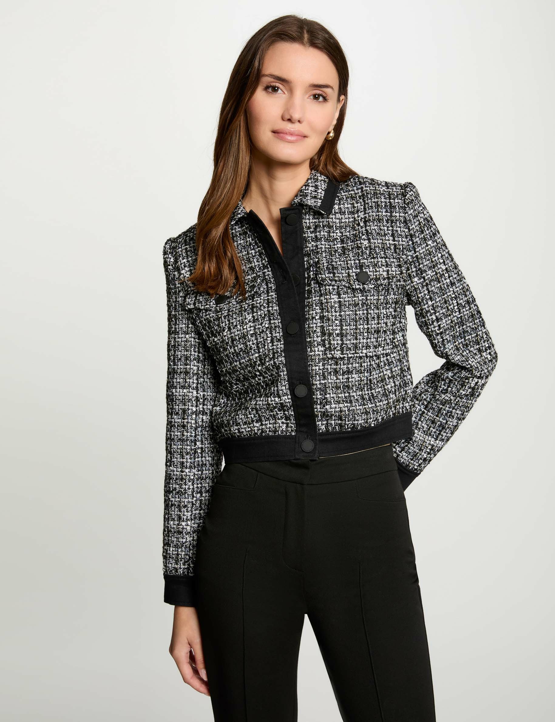 Multi colored tweed jacket store