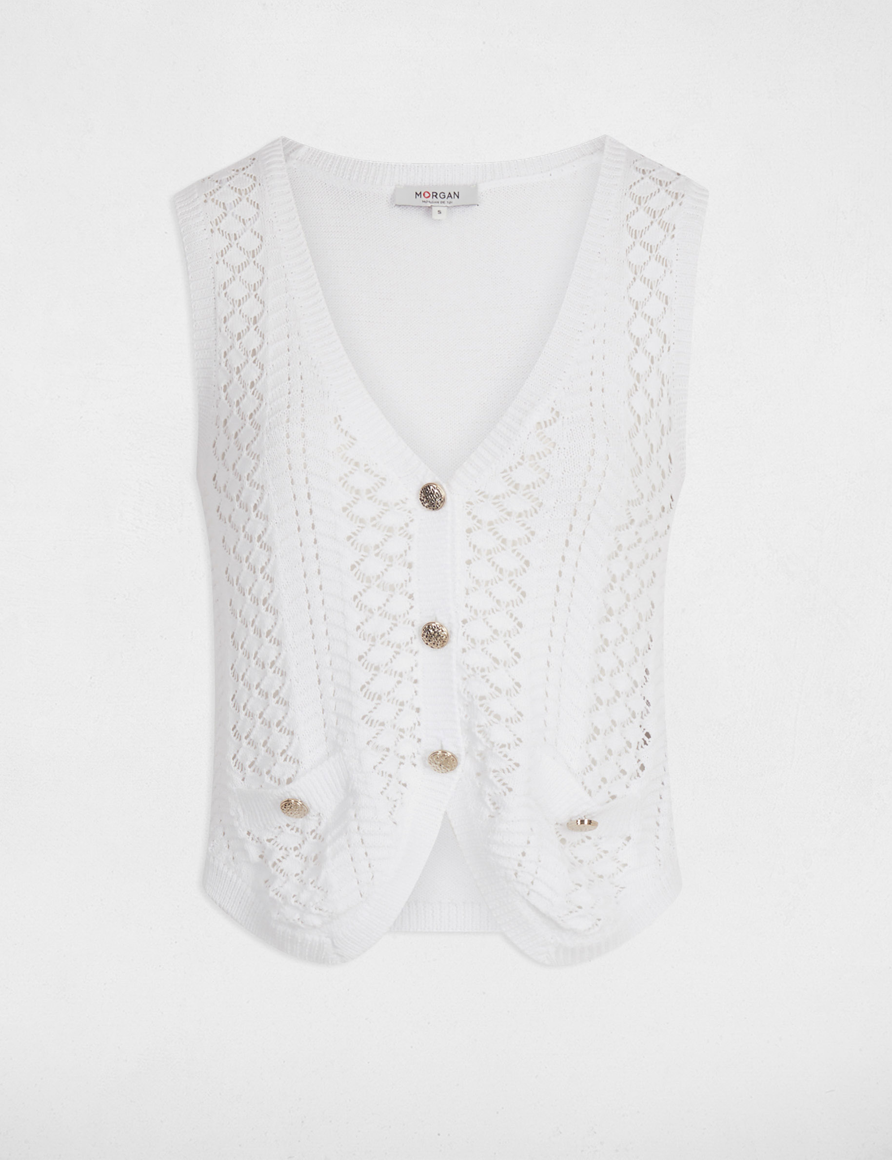 Sleeveless V-neck cardigan white women