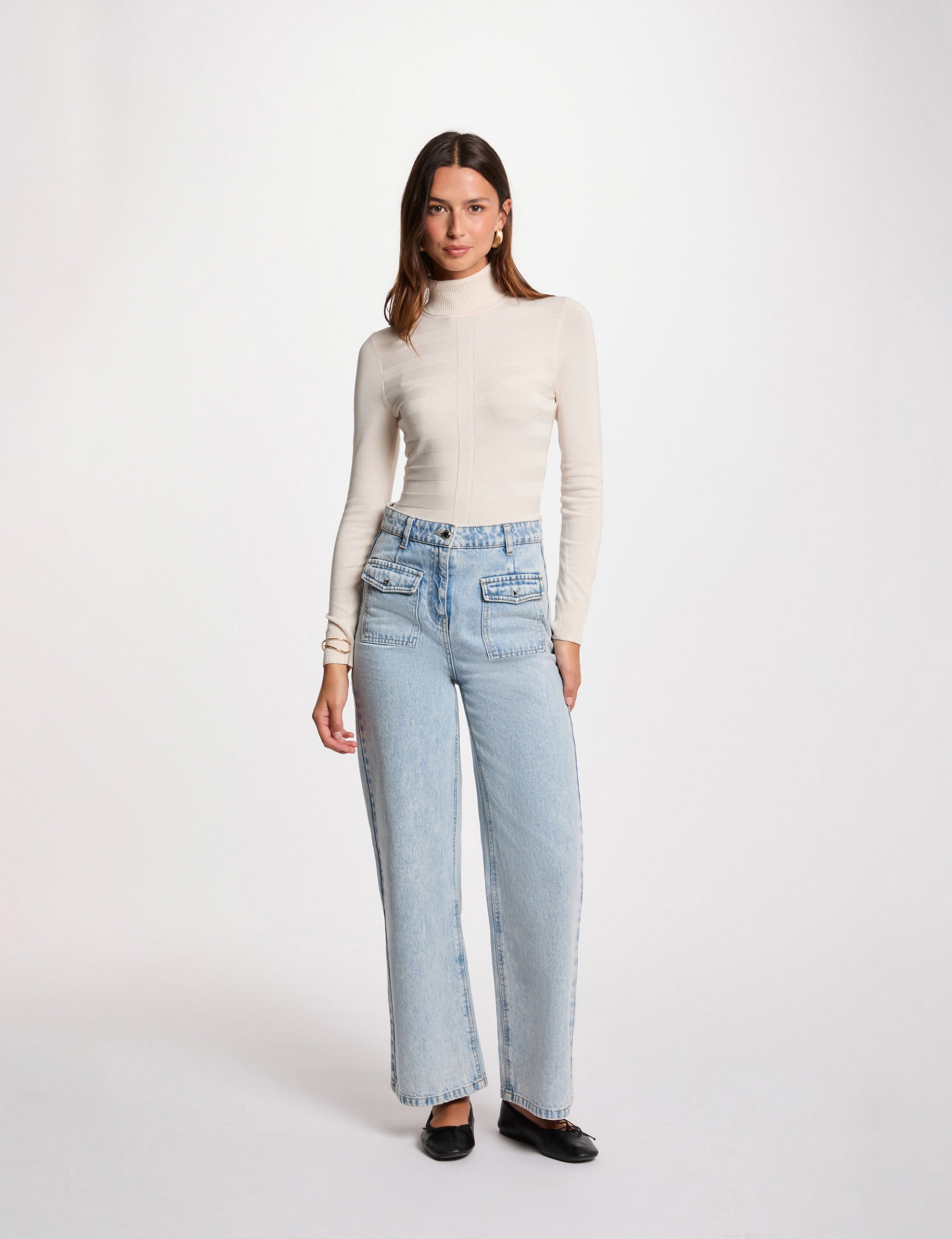 Jumper with turtleneck ivory women