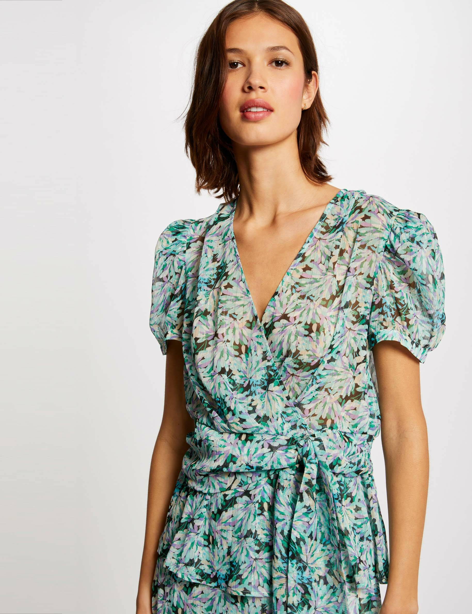 Short-sleeved blouse floral print multico ladies' Short-sleeved blouse floral print multico ladies'
