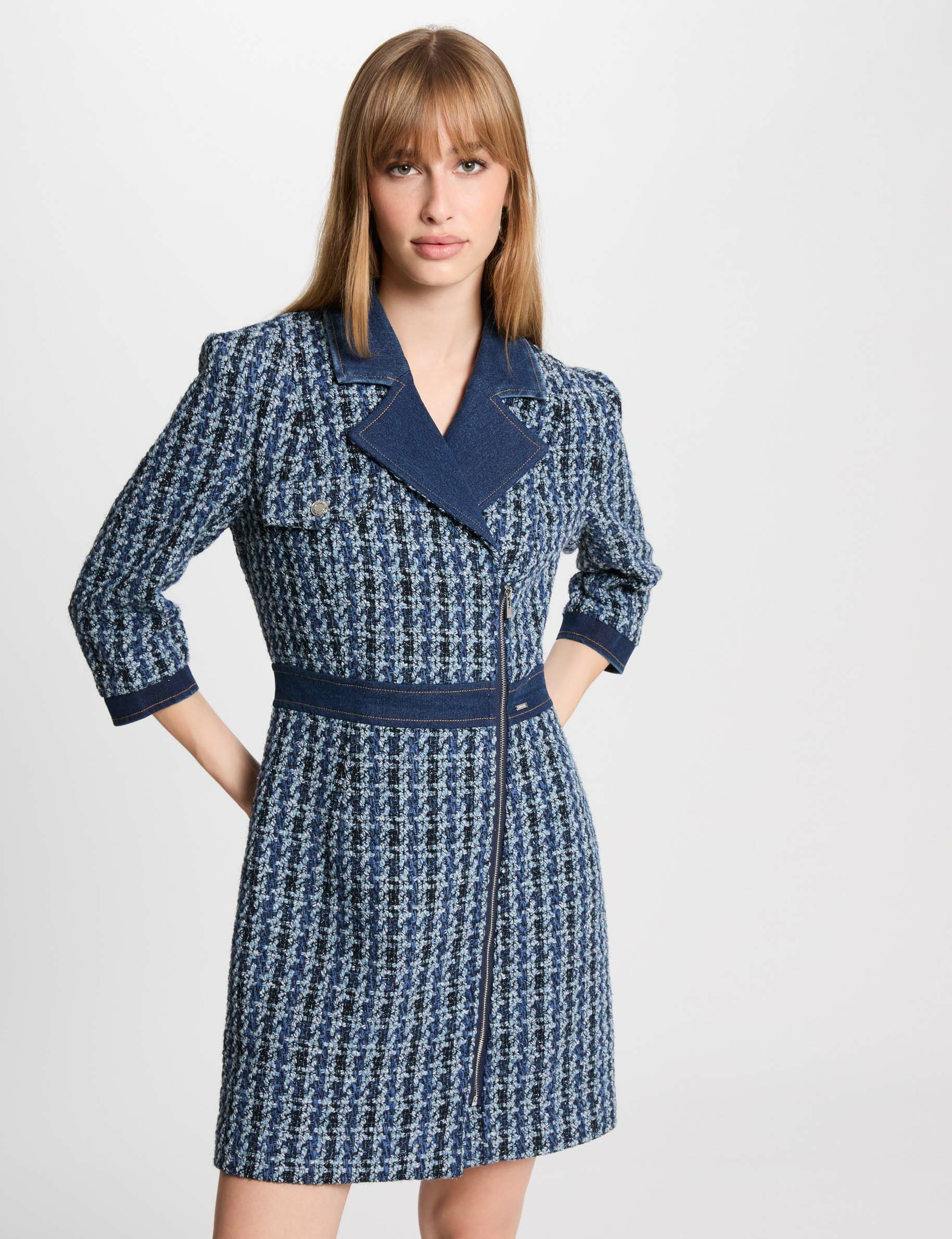 robe courte droite tweed multicolore femme Robe courte droite tweed multicolore femme