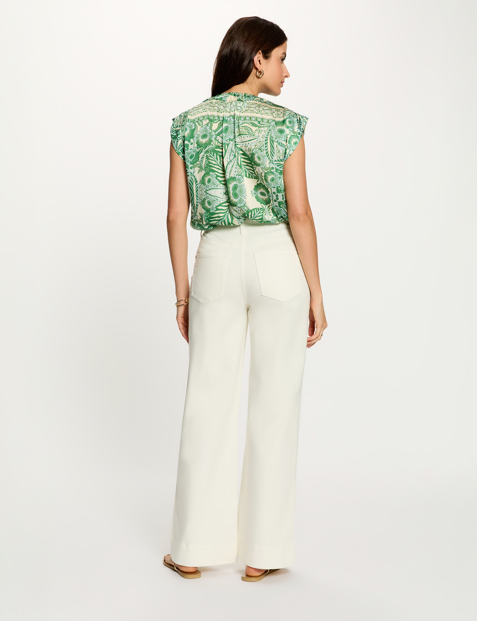 Sleeveless blouse with V-neck multicolor women