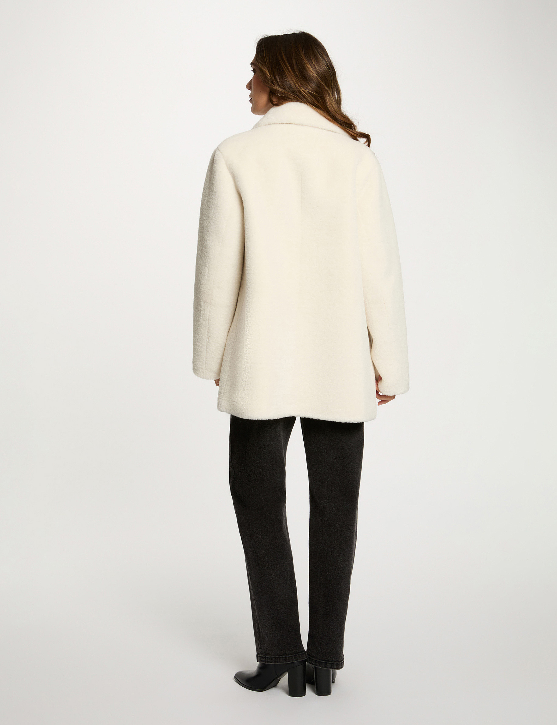short faux fur coat ivory women Short faux fur coat ivory women